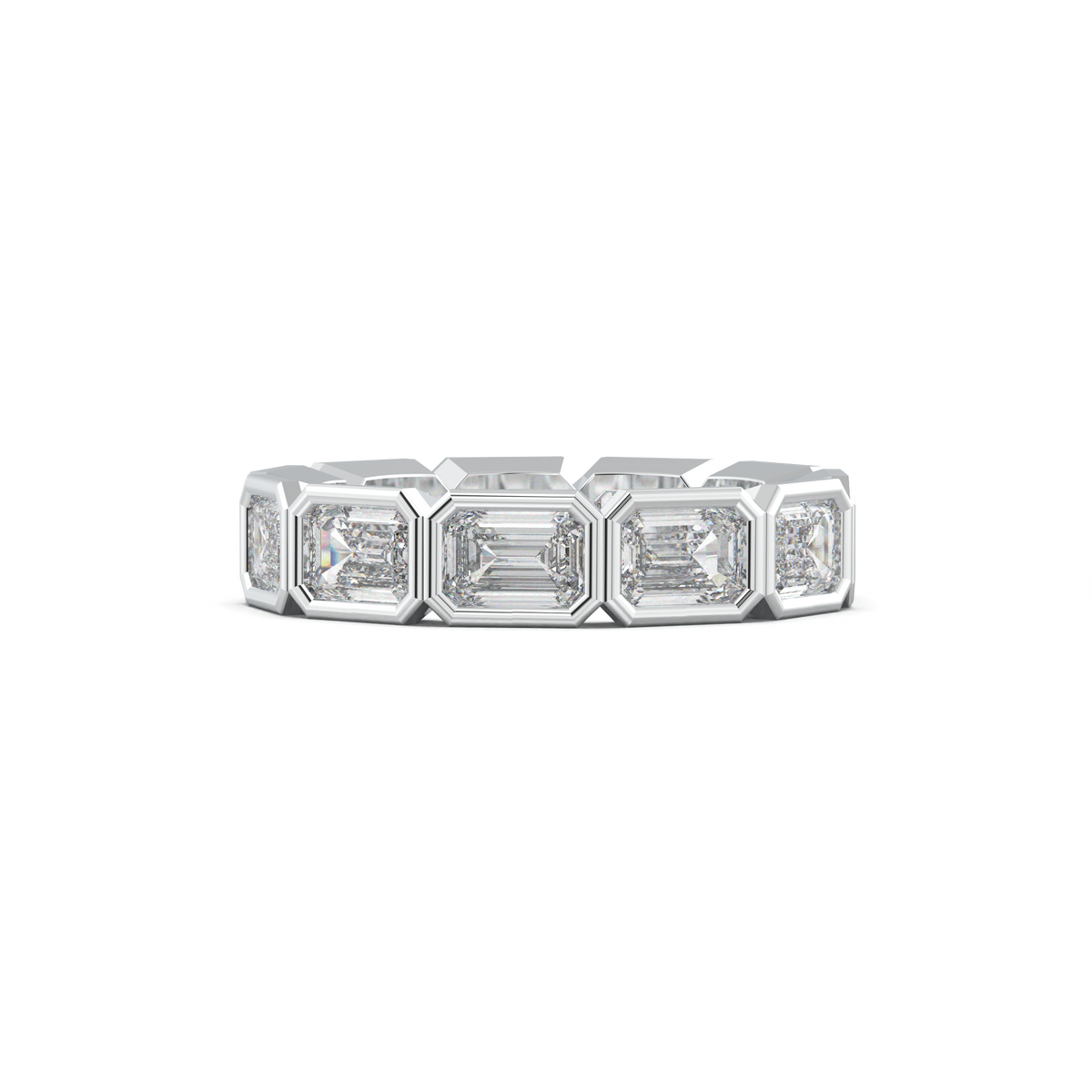 Emerald-Cut Bezel-Style Eternity Wedding Band