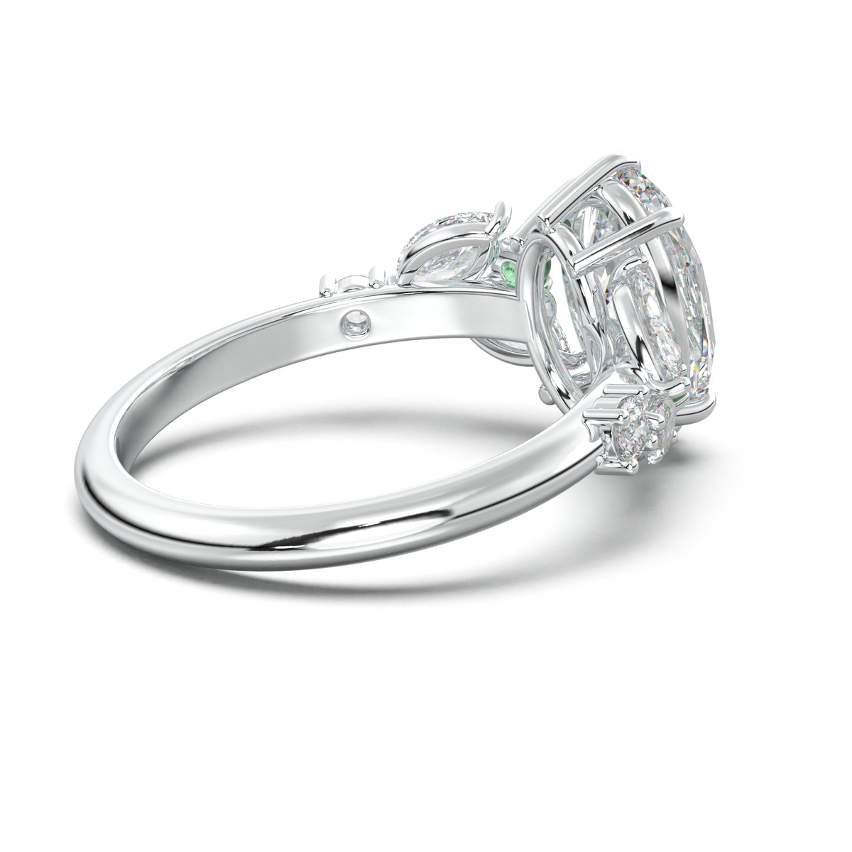 Oval Marquise-Accent Engagement Ring