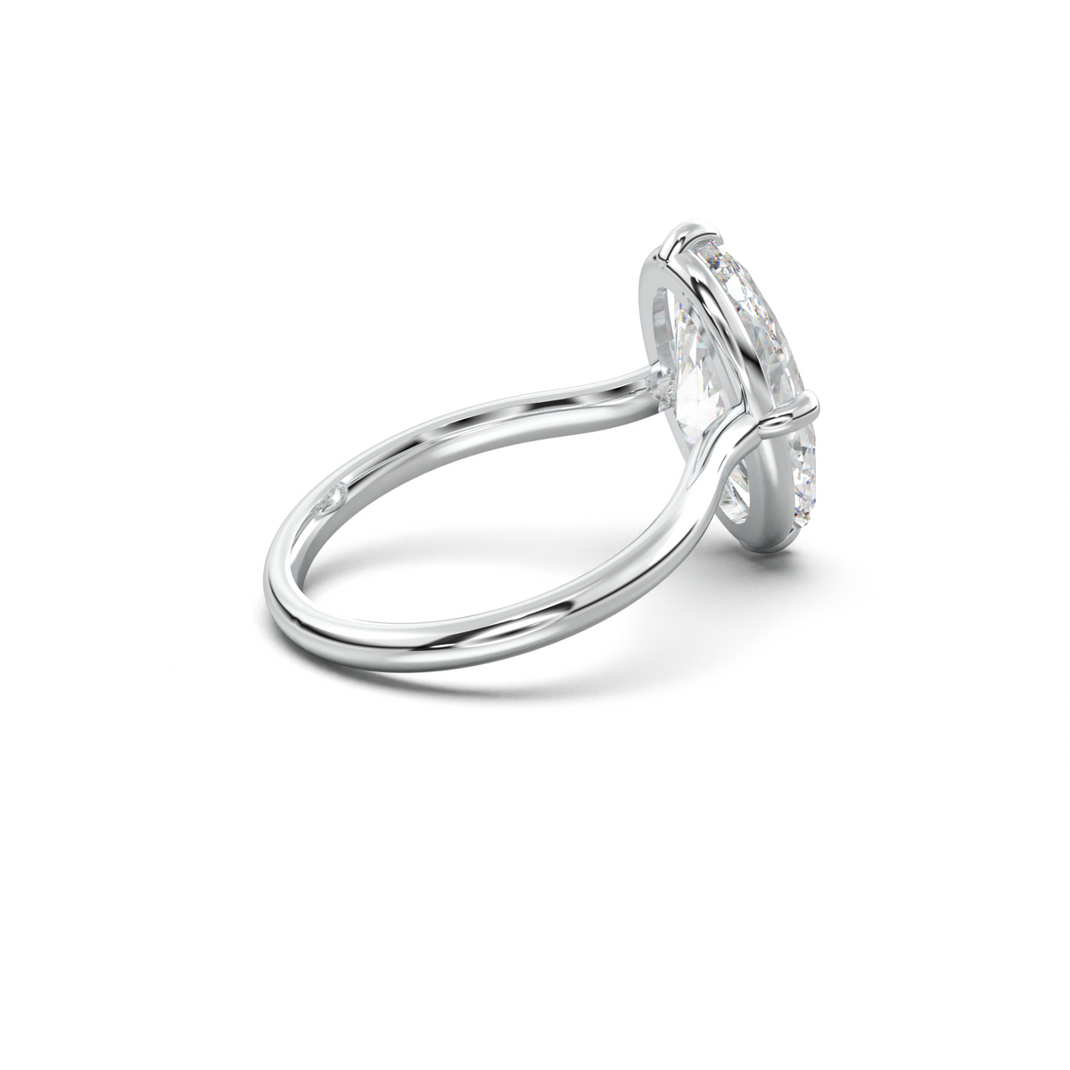 Elongated Moval Solitaire Engagement Ring