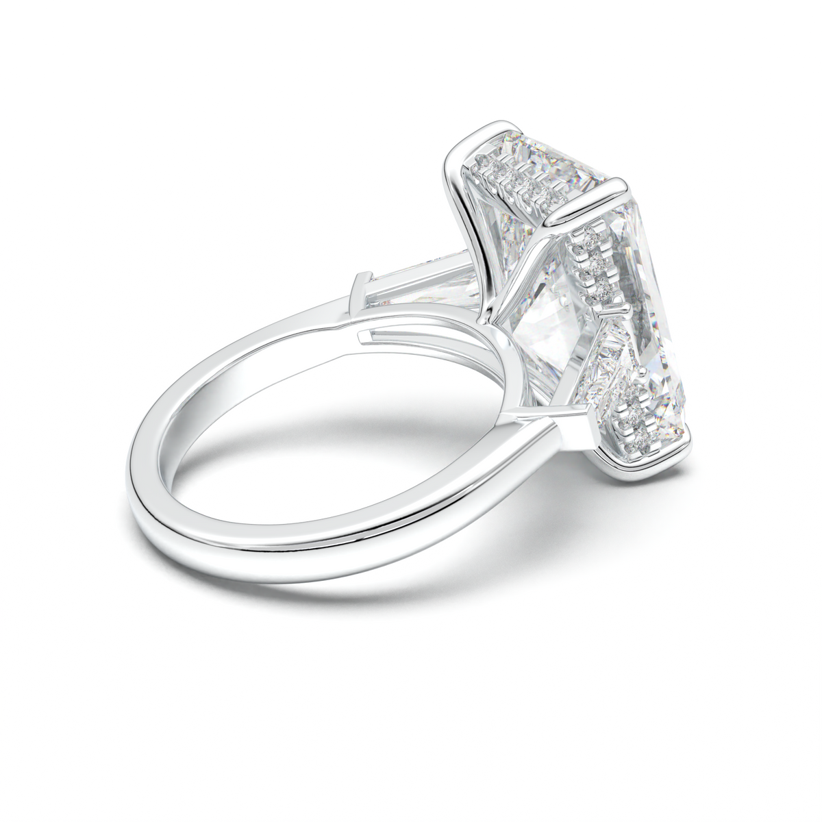 Radiant Baguette Hidden Halo Engagement Ring