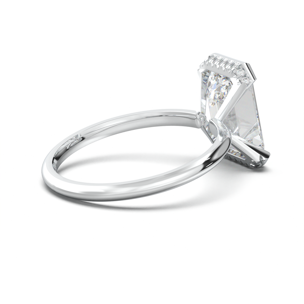 Emerald Hidden Halo Engagement Ring
