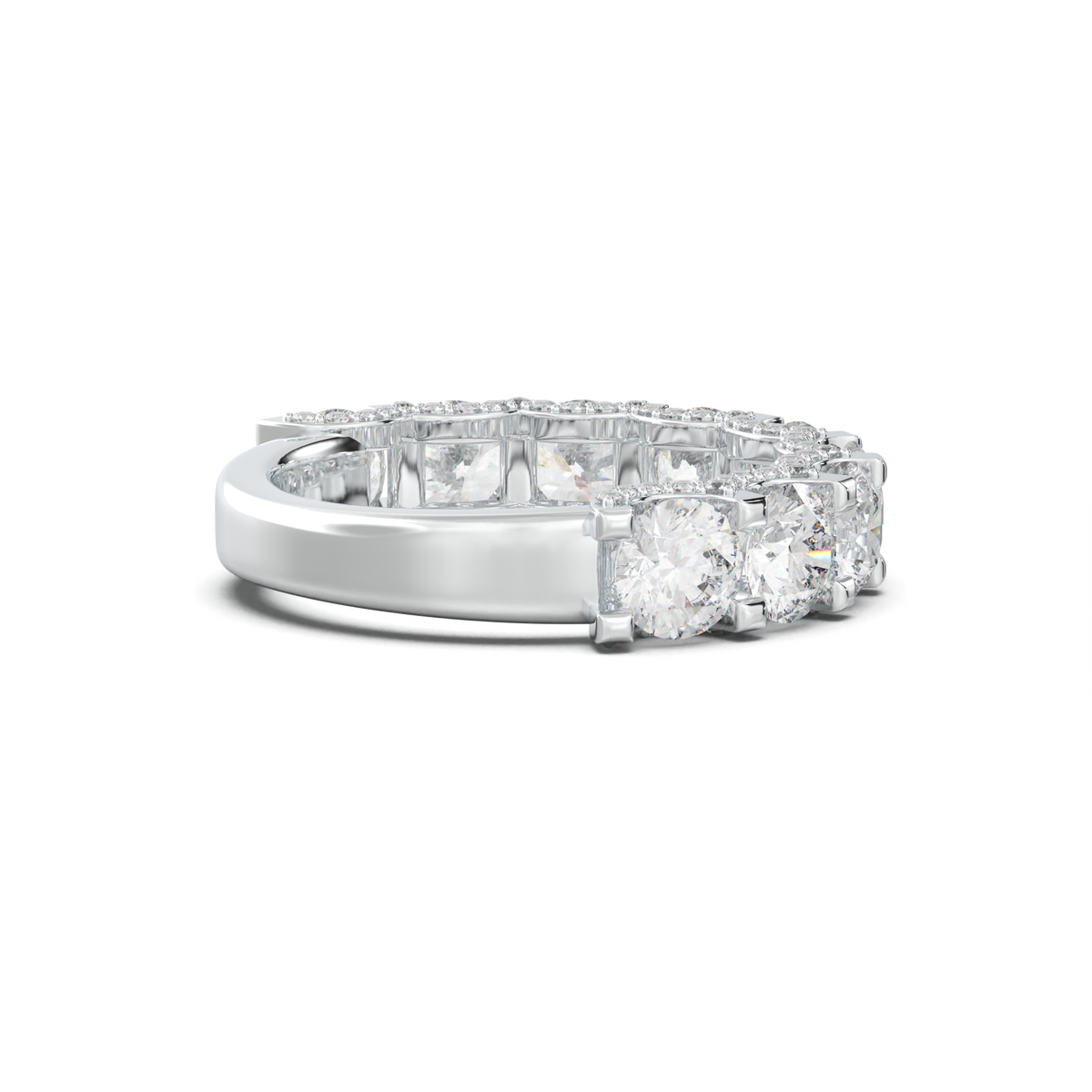 Round Diamond Pavé-Edge Wedding Band