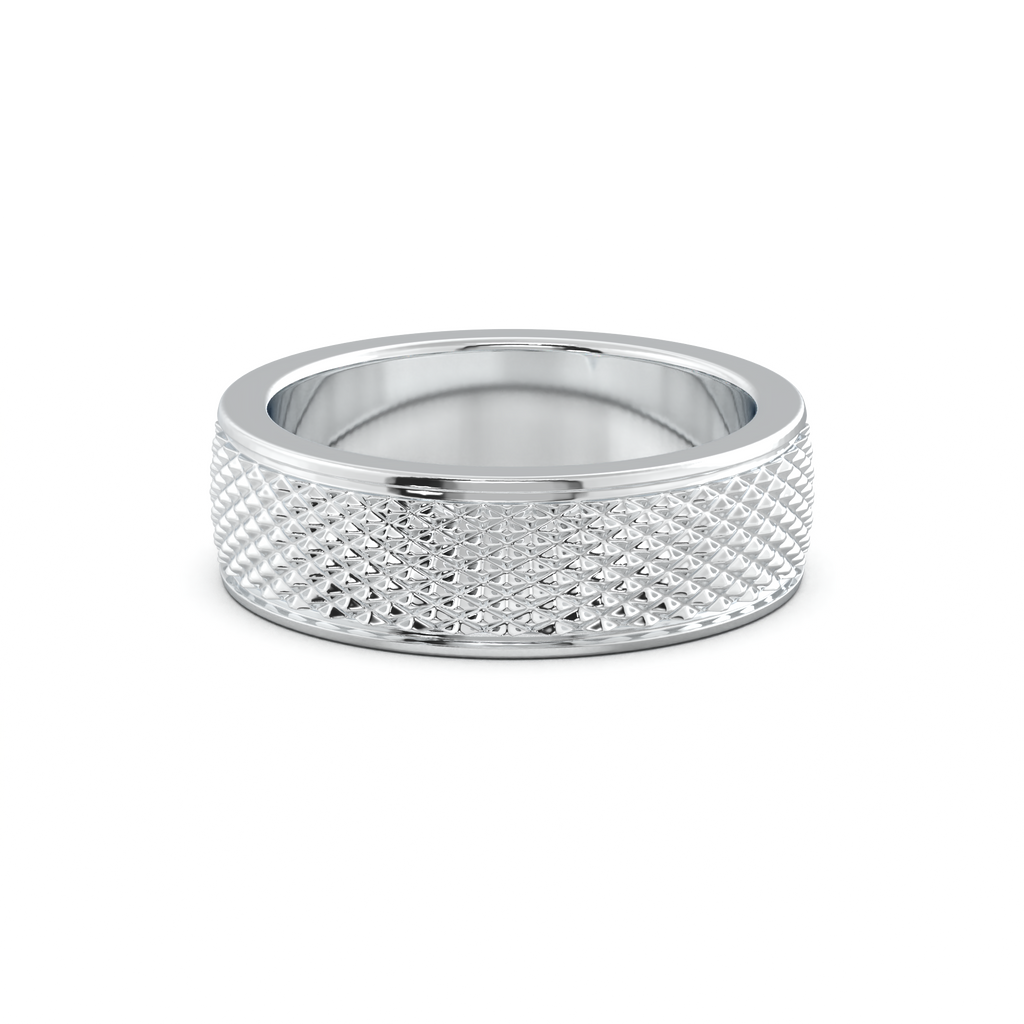 Diamond-Cut Textured Men's Wedding Band
