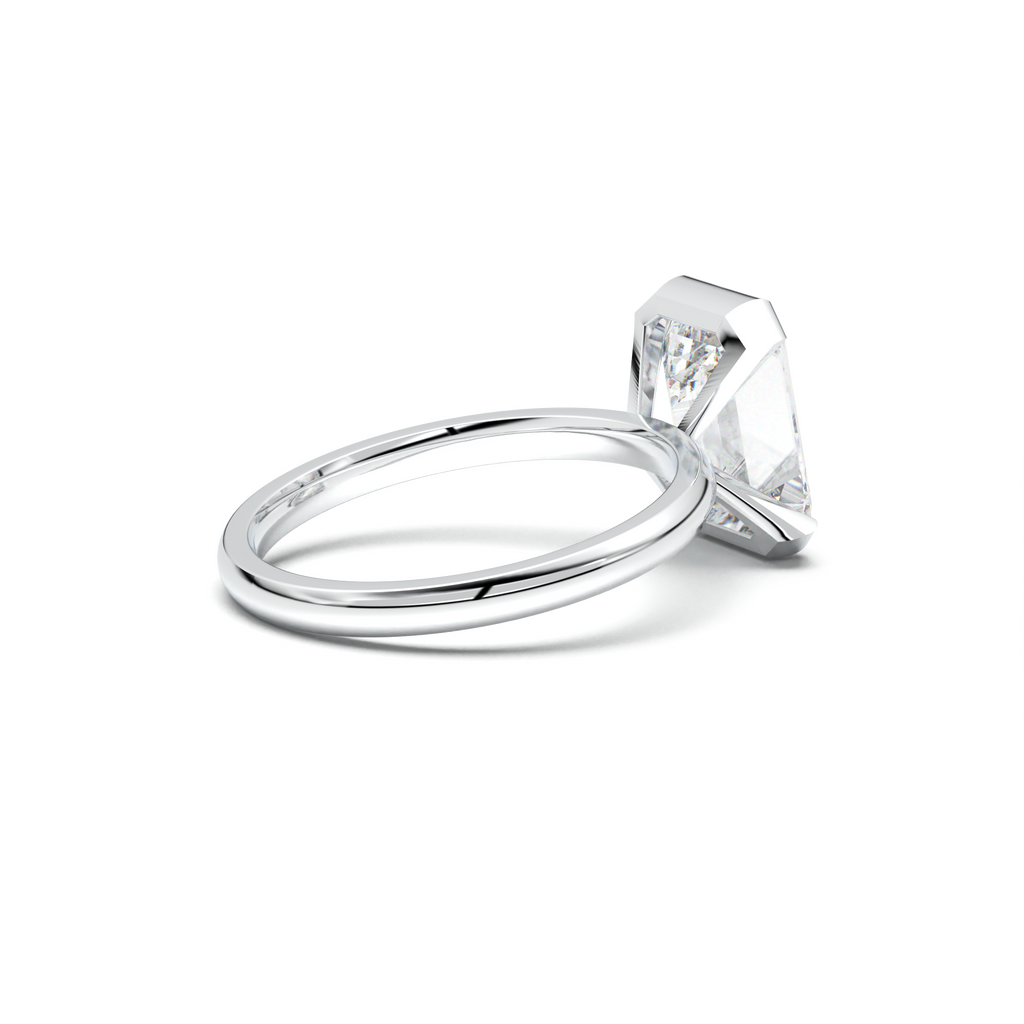 Emerald Cut Half-Bezel Engagement Ring