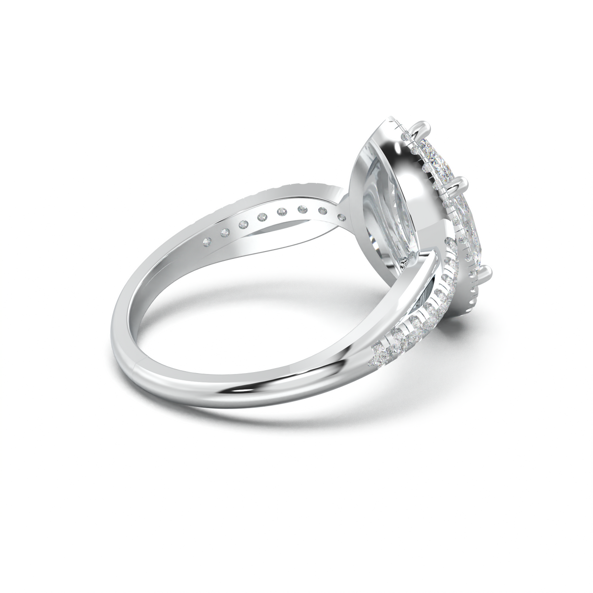 Pear Halo Twisted Pavé Engagement Ring