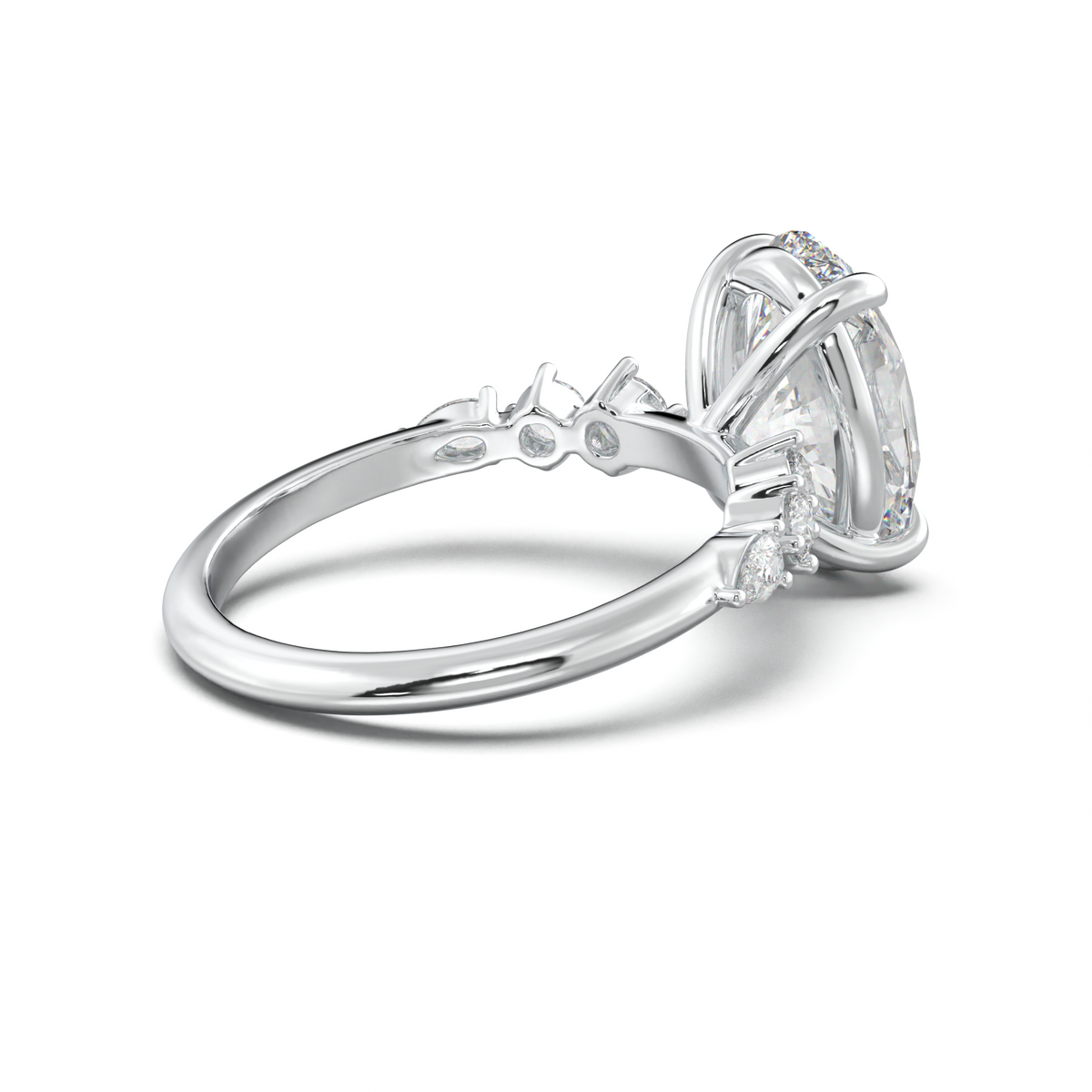 Oval Pear-Accent Engagement Ring