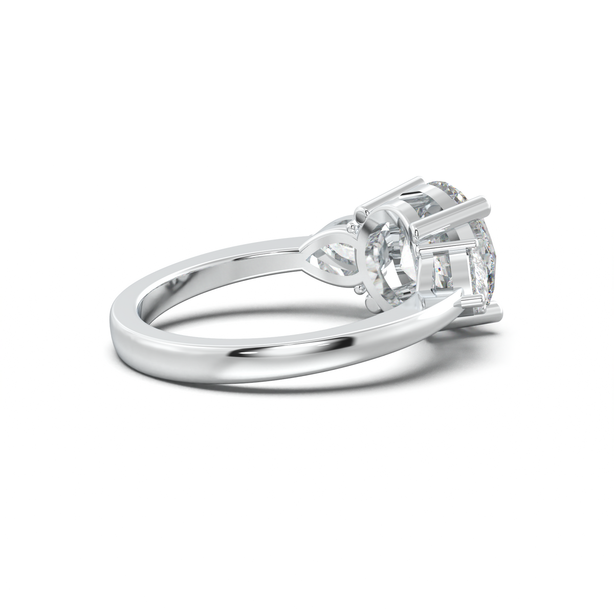 Round Pear Three-Stone Engagement Ring