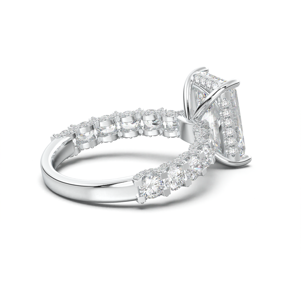 Radiant Diamond Band Engagement Ring