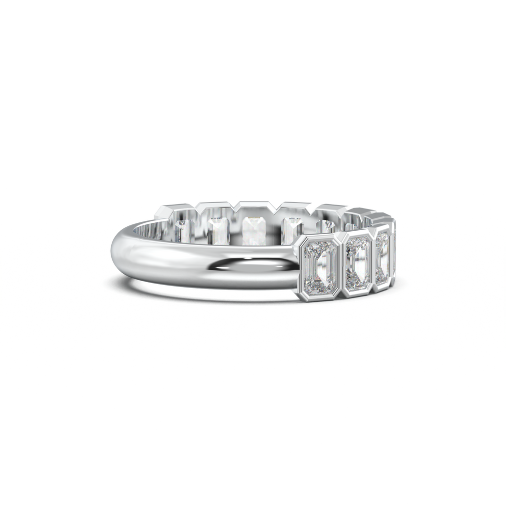 Emerald Bezel Half-Eternity Wedding Band