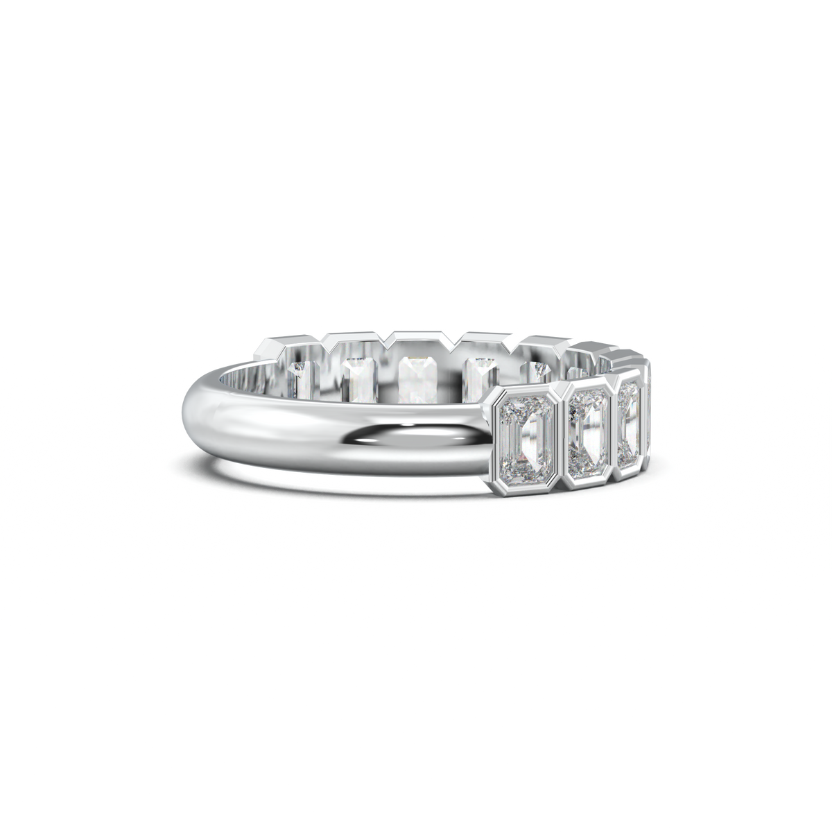 Emerald Bezel Half-Eternity Wedding Band