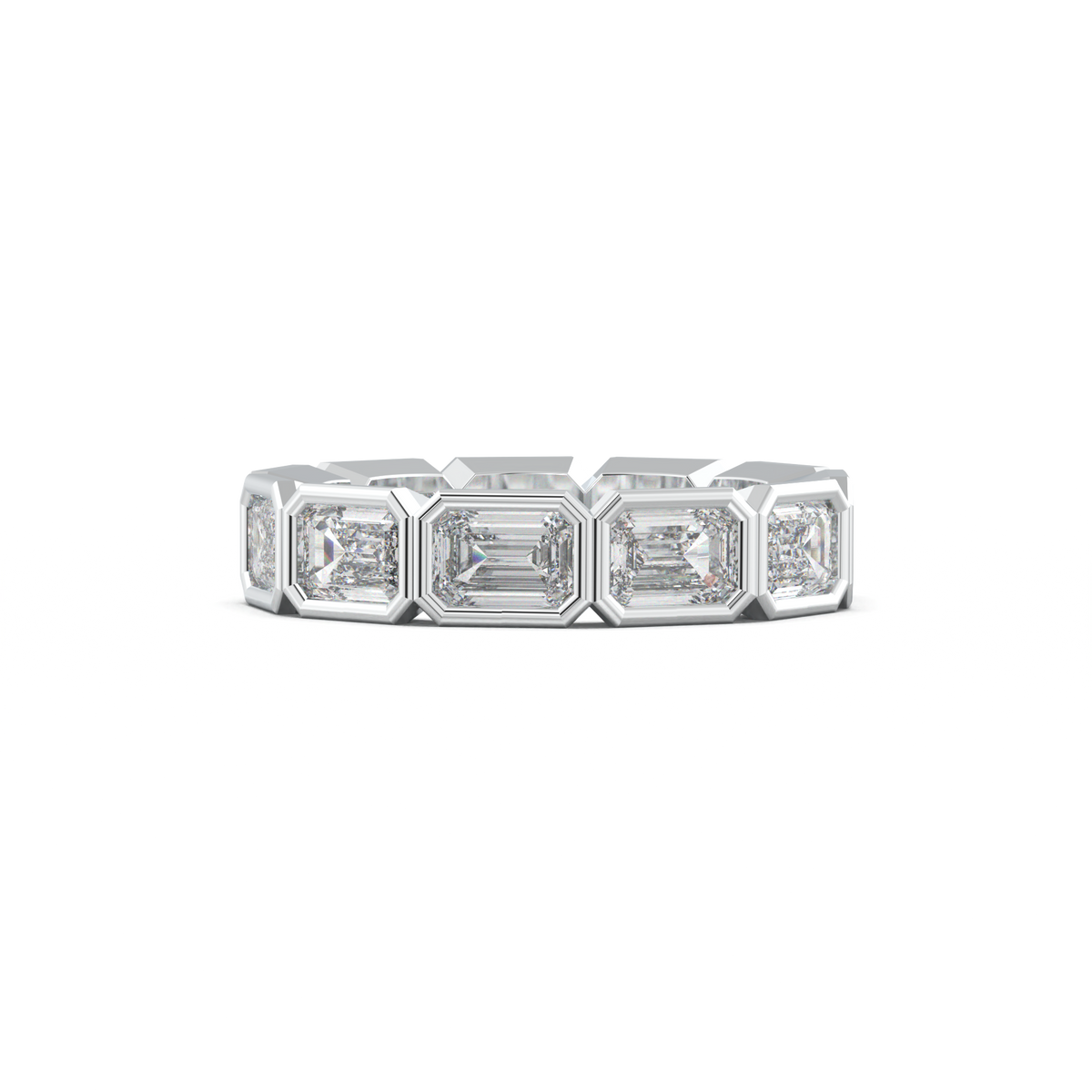 Emerald-Cut Bezel-Style Eternity Wedding Band