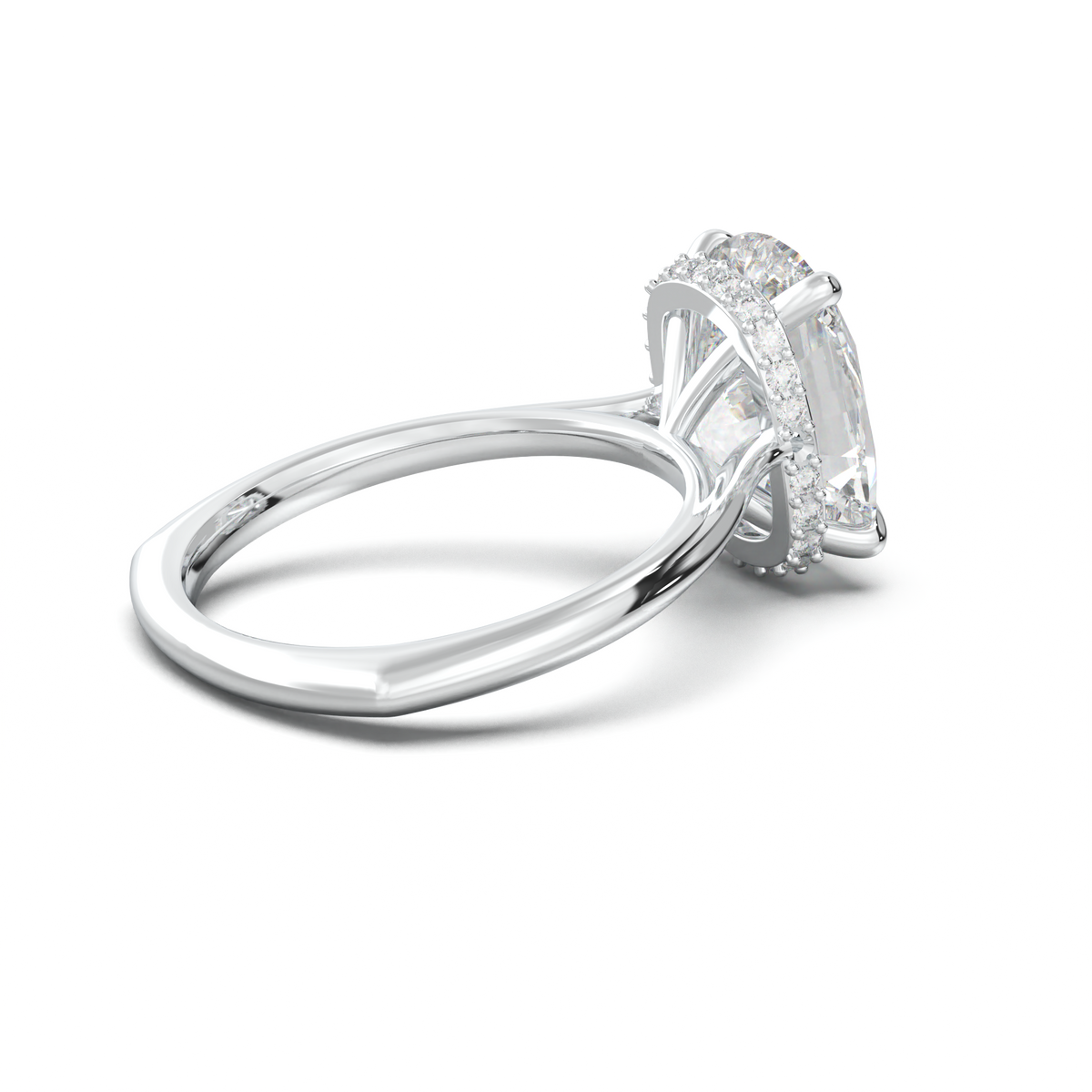 Cushion Hidden Halo Engagement Ring