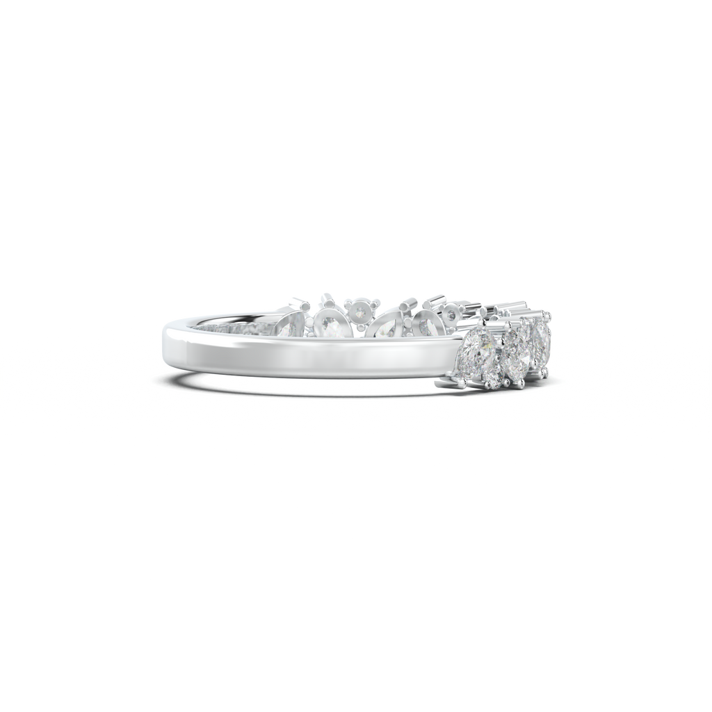 Alternating Pear & Round Half-Eternity Wedding Band