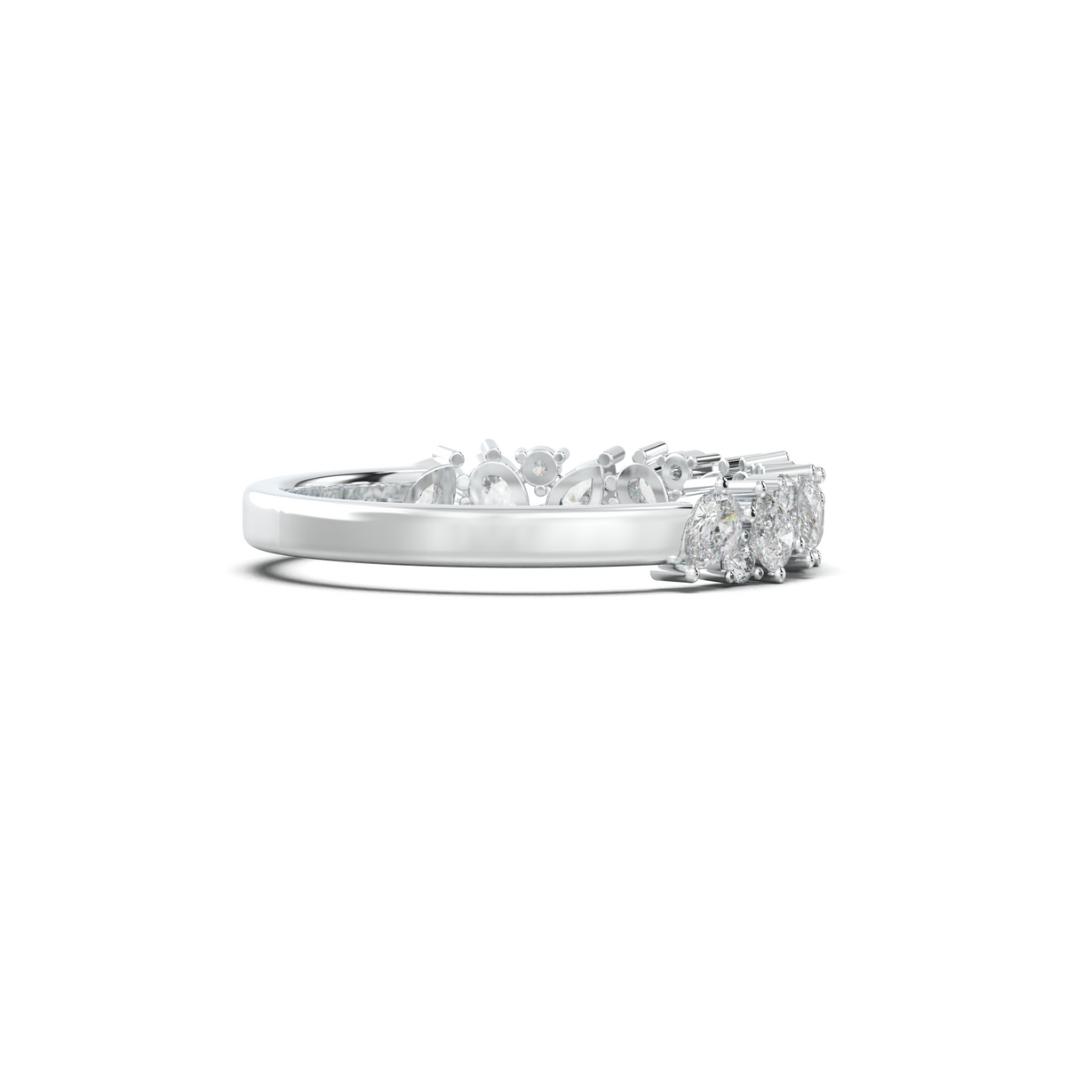 Alternating Pear & Round Half-Eternity Wedding Band