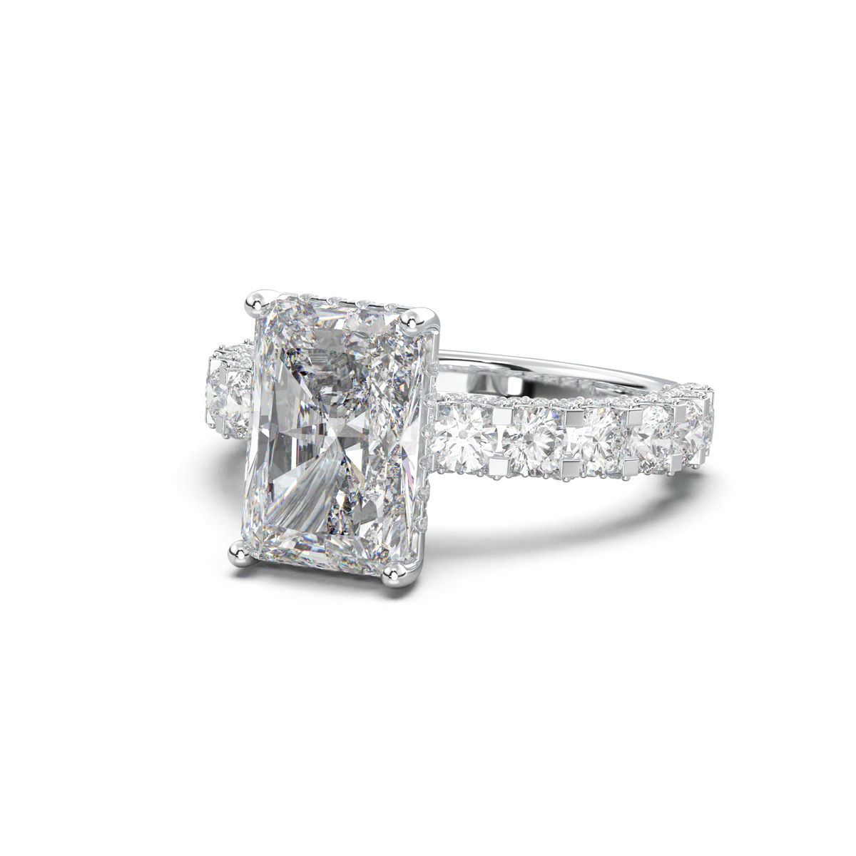 Radiant Diamond Band Engagement Ring