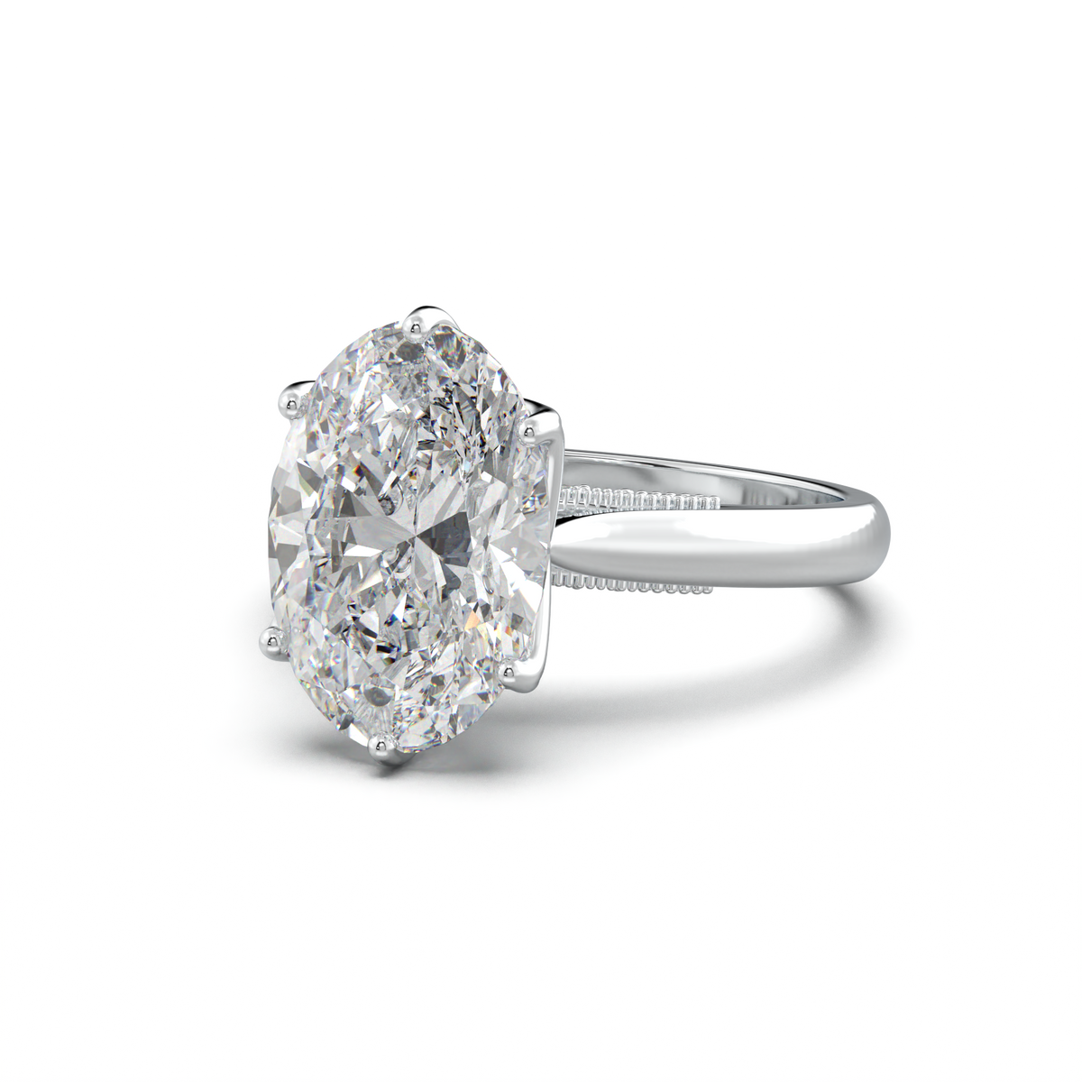 Oval Tulip Setting Hidden bridge Halo Engagement Ring