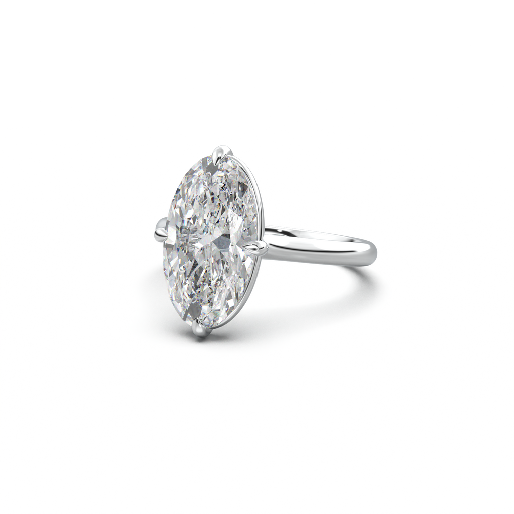 Elongated Moval Solitaire Engagement Ring