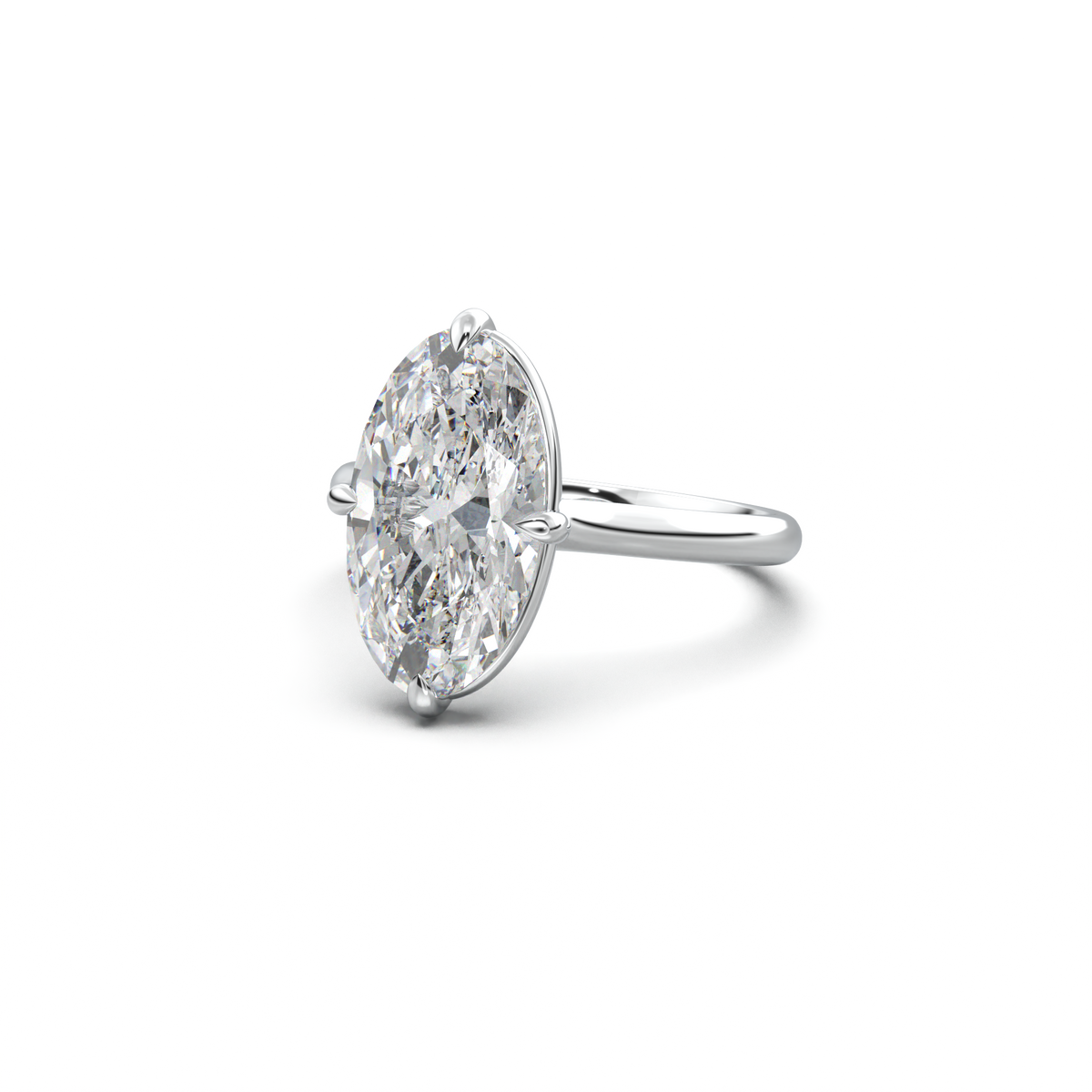 Elongated Moval Solitaire Engagement Ring
