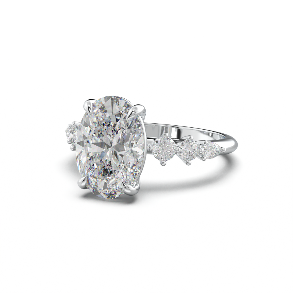 Oval Pear-Accent Engagement Ring