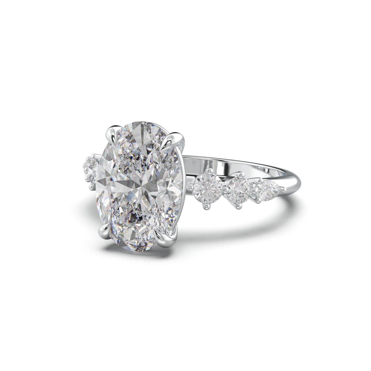 Oval Pear-Accent Engagement Ring