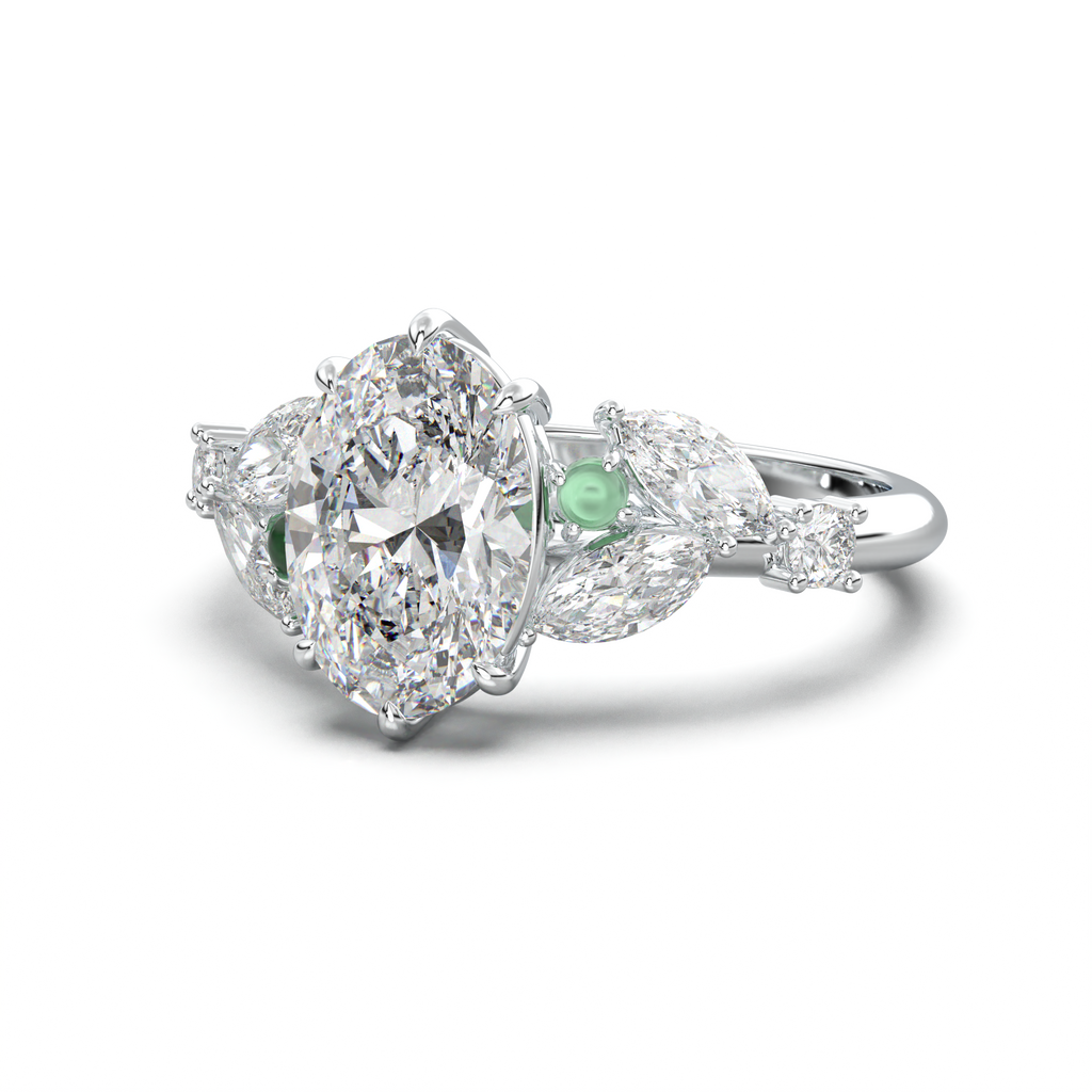 Oval Marquise-Accent Engagement Ring