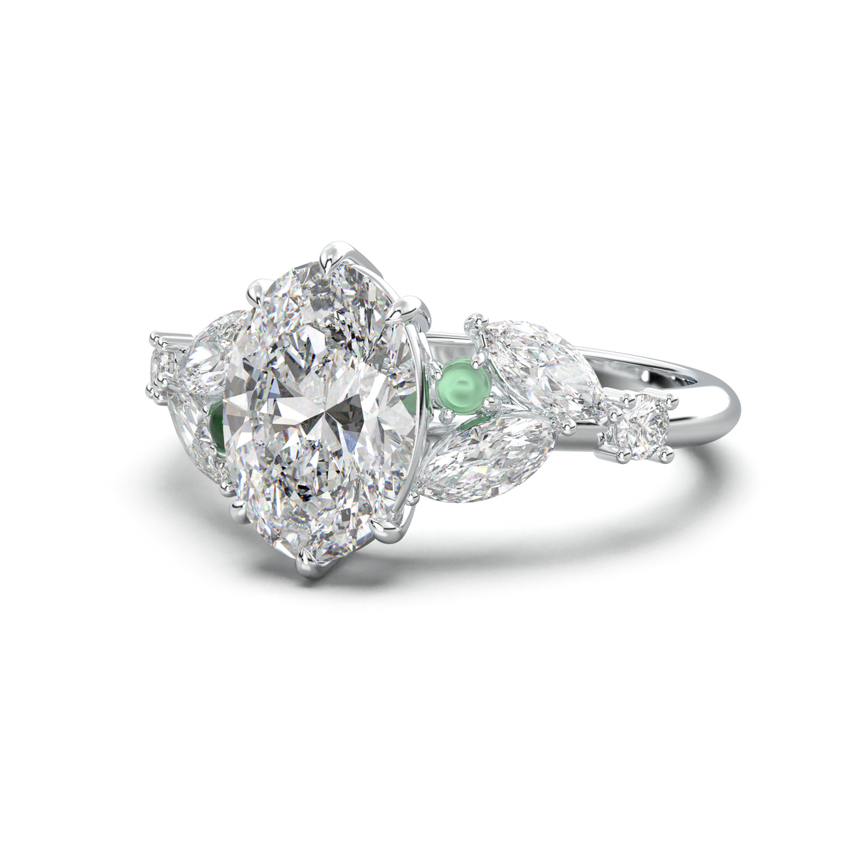 Oval Marquise-Accent Engagement Ring