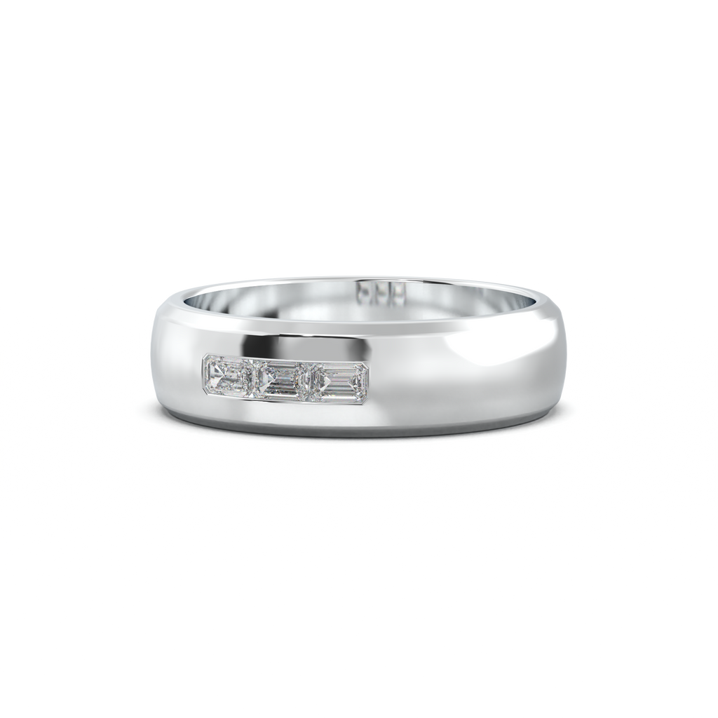 Three-Emerald Inlay Men's Band