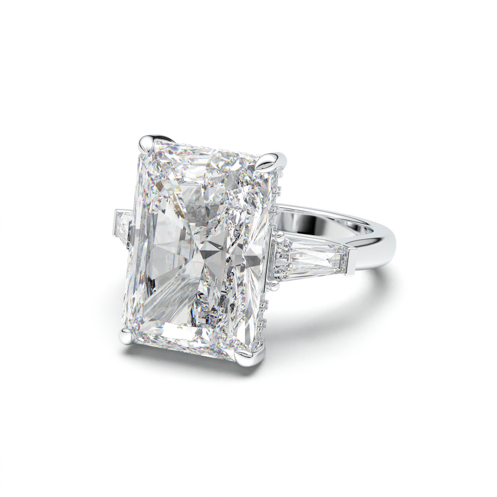 Radiant Baguette Hidden Halo Engagement Ring