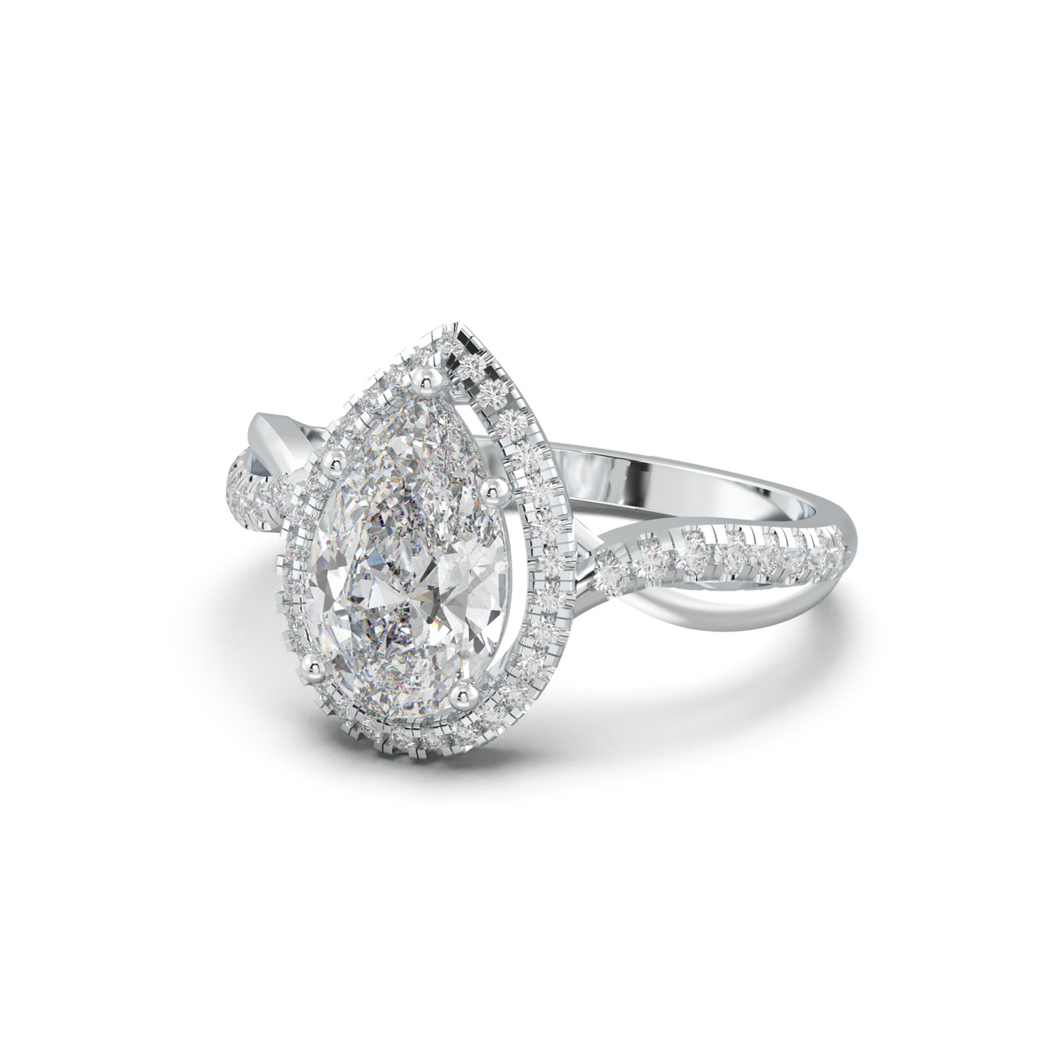 Pear Halo Twisted Pavé Engagement Ring
