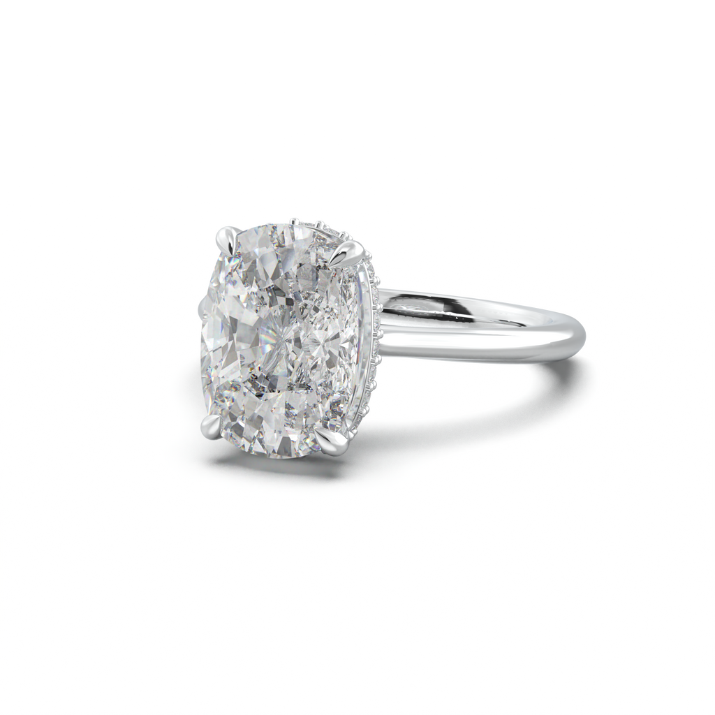 Cushion Hidden Halo Engagement Ring