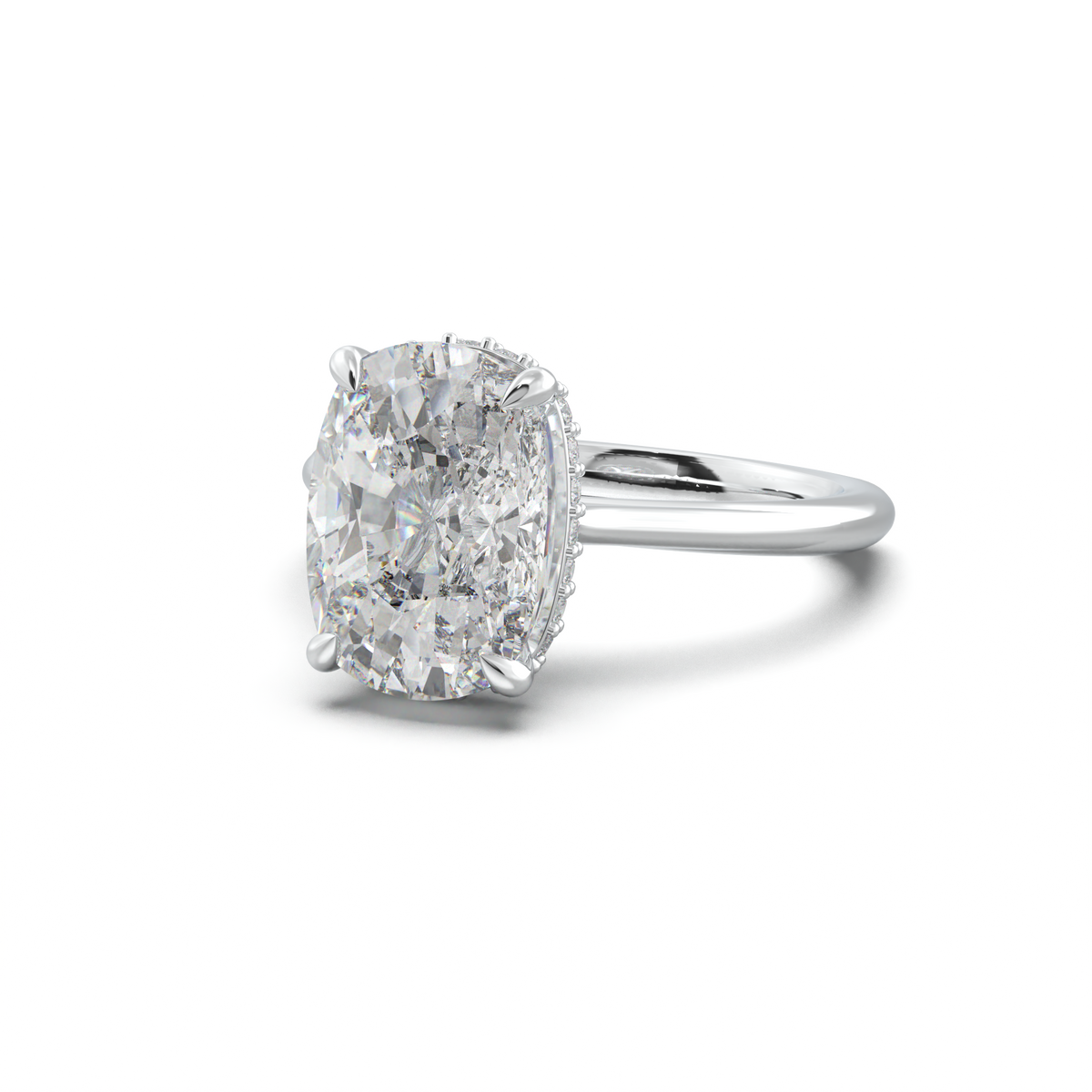 Cushion Hidden Halo Engagement Ring