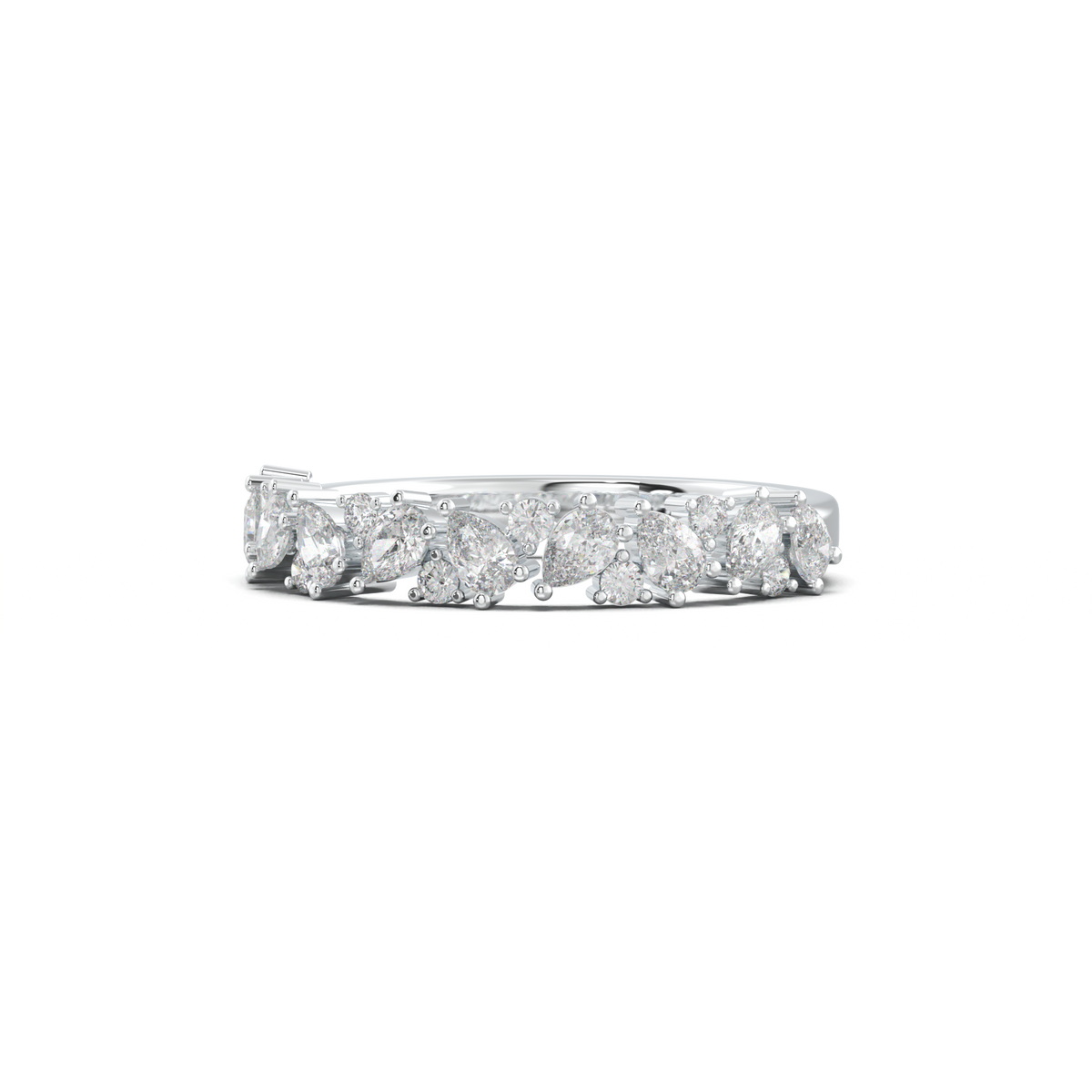 Alternating Pear & Round Half-Eternity Wedding Band