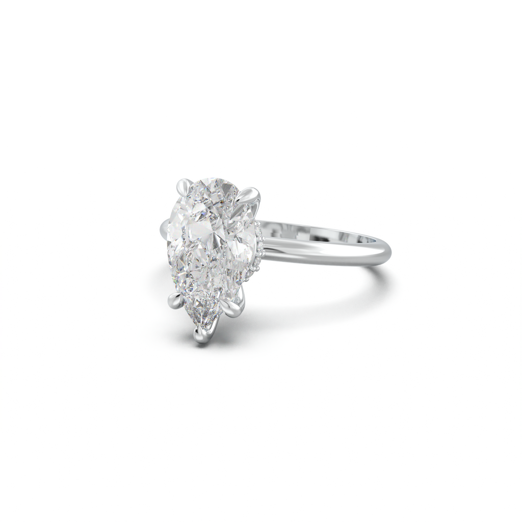Pear Hidden Halo Engagement Ring