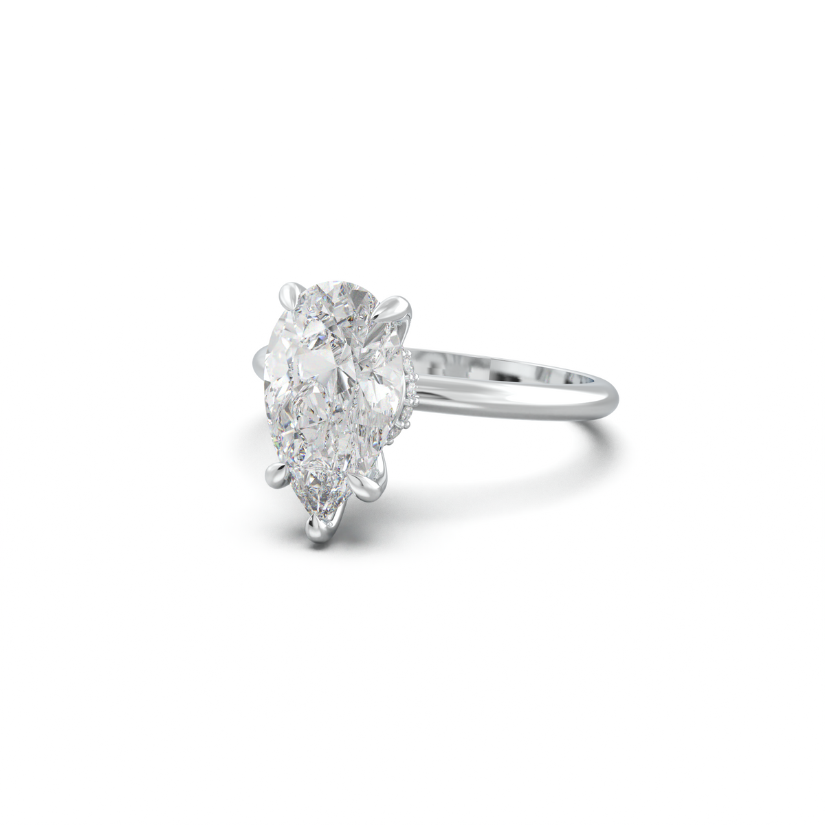 Pear Hidden Halo Engagement Ring