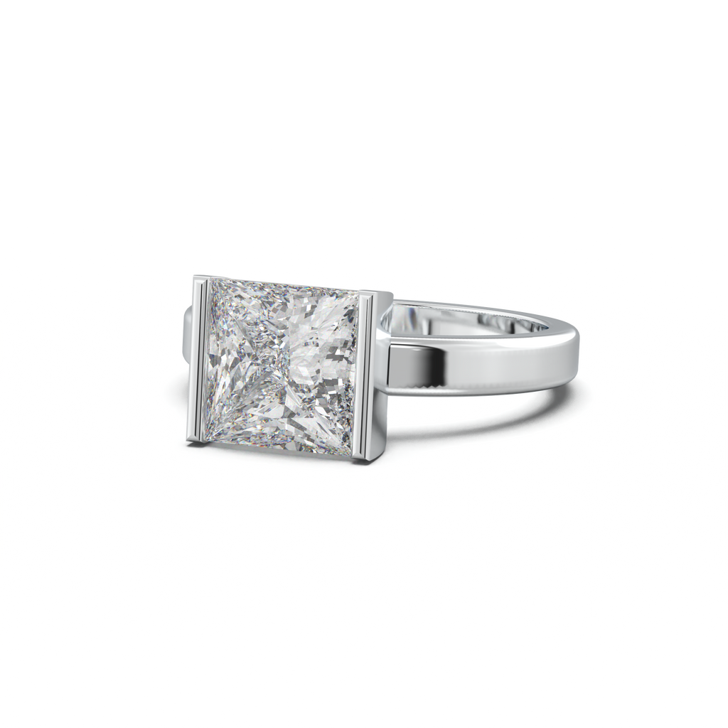 Princess Half-Bezel Engagement Ring