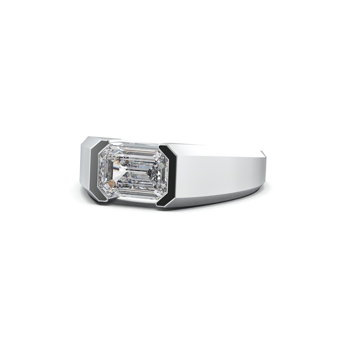 East-West Emerald Men's Ring