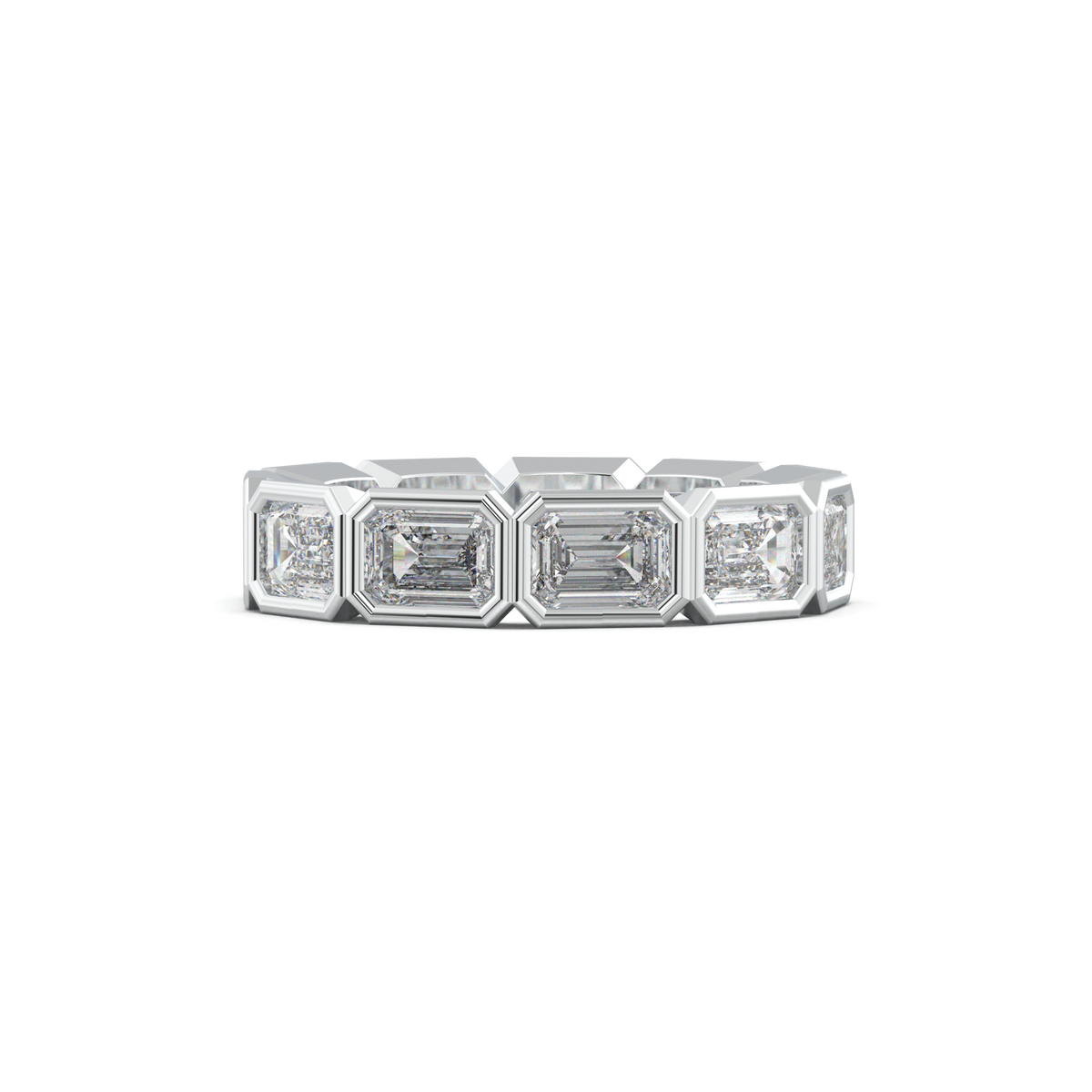 Emerald-Cut Bezel-Style Eternity Wedding Band