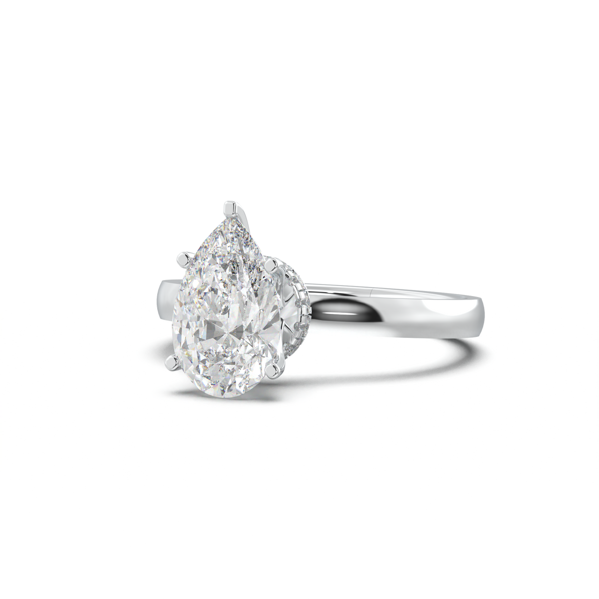 Round Hidden Halo Engagement Ring