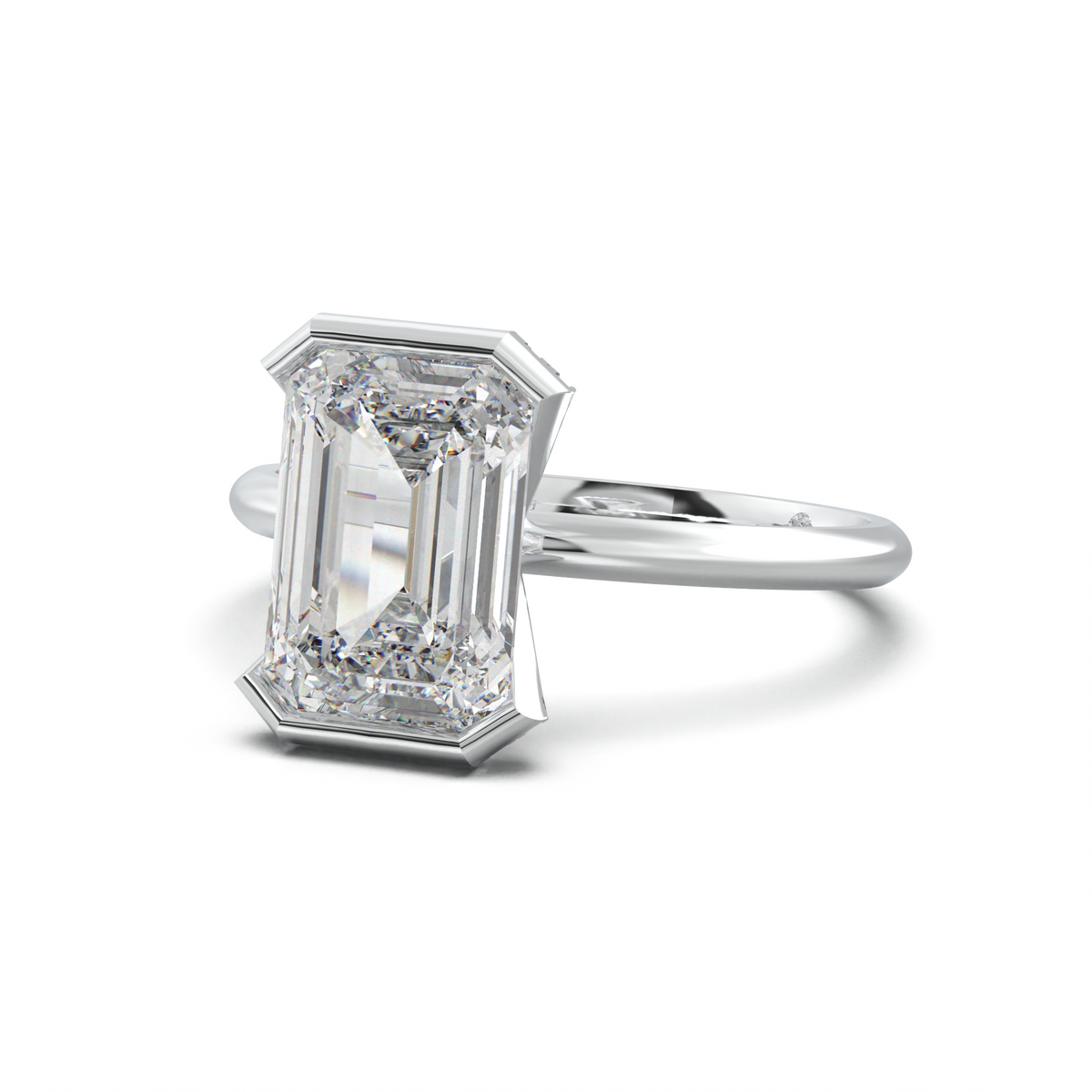 Emerald Hidden Halo Engagement Ring