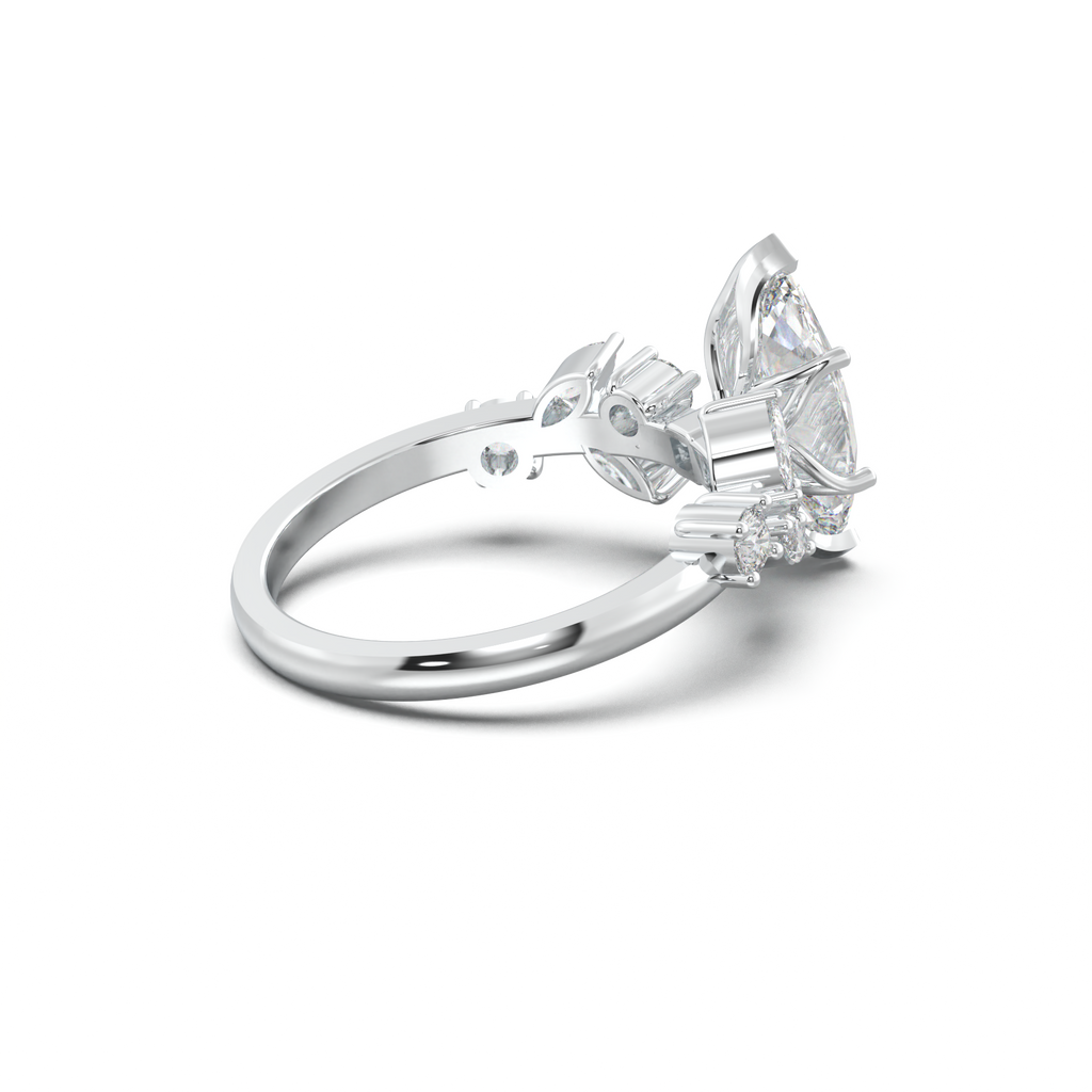 Marquise Mixed Side-Stone Engagement Ring