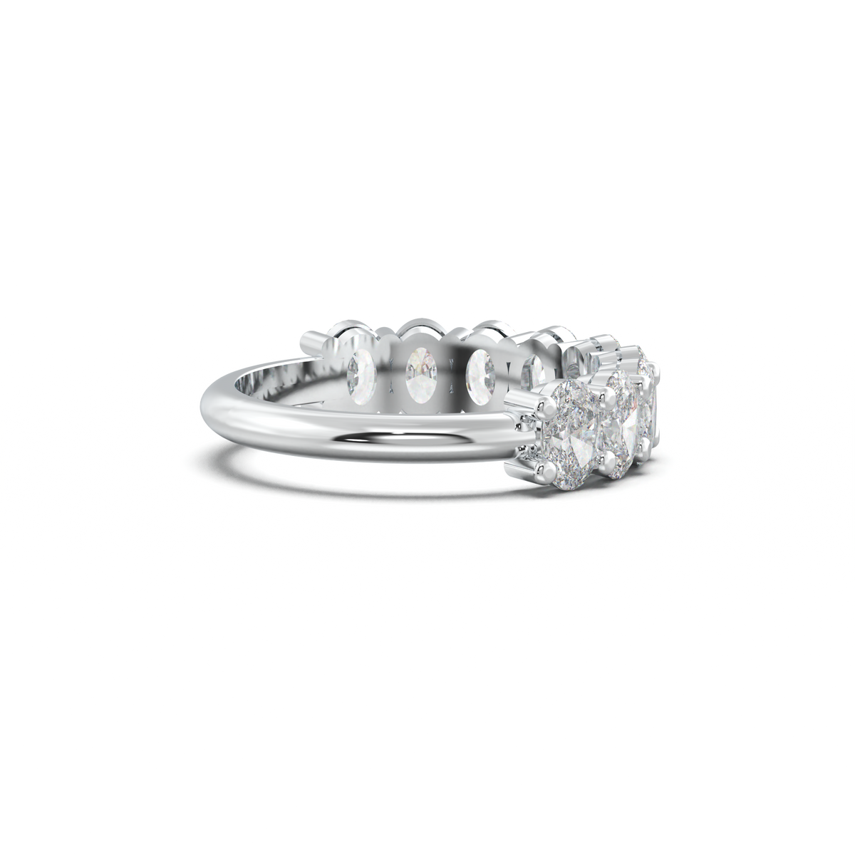 Nine-Oval Half-Eternity Wedding Band