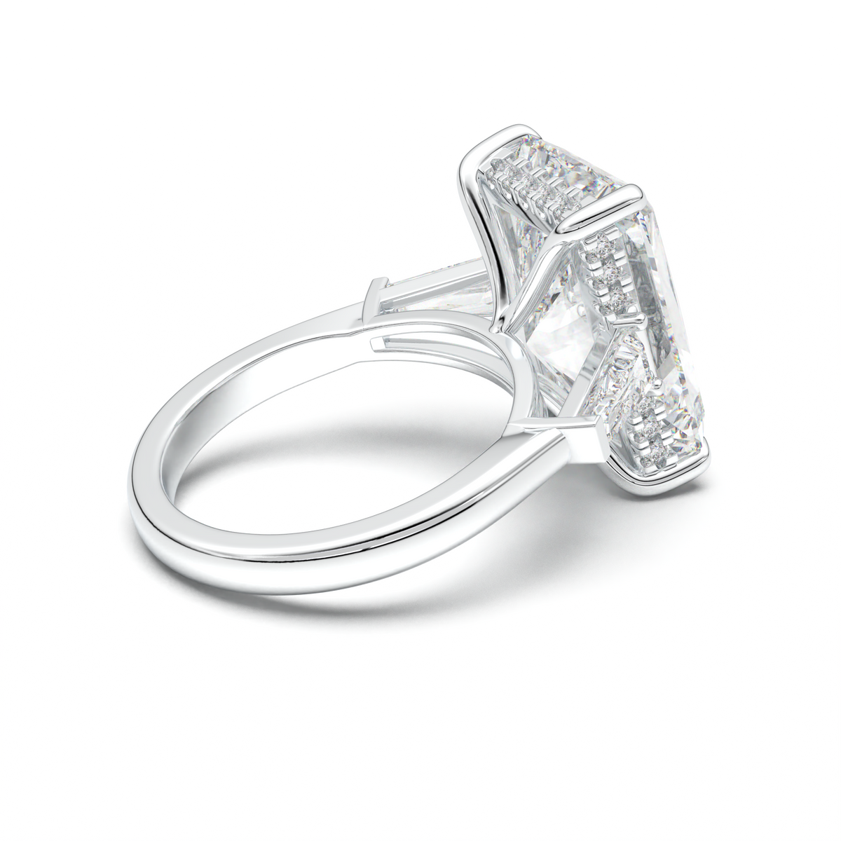 Radiant Baguette Hidden Halo Engagement Ring