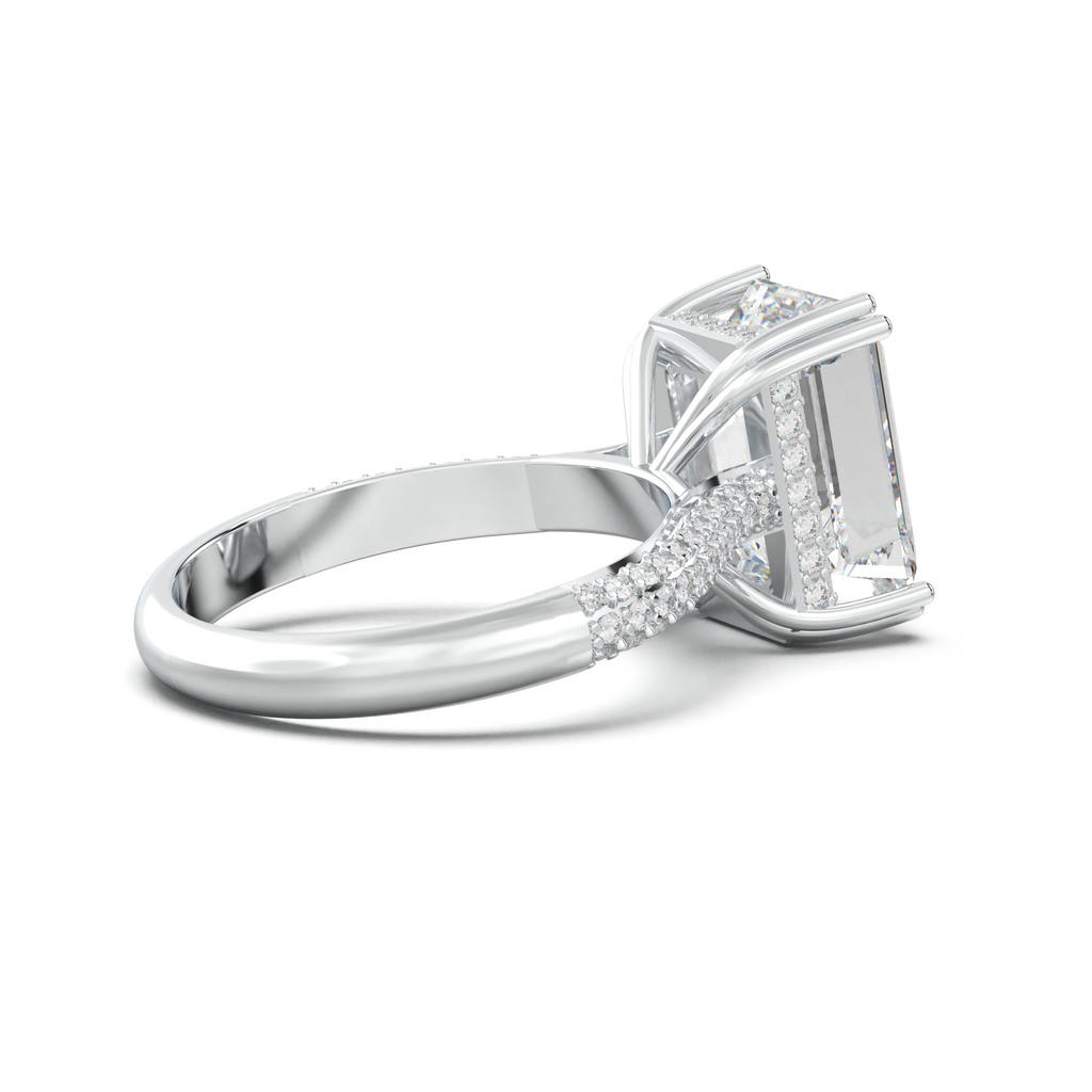 Emerald Double Pavé Engagement Ring