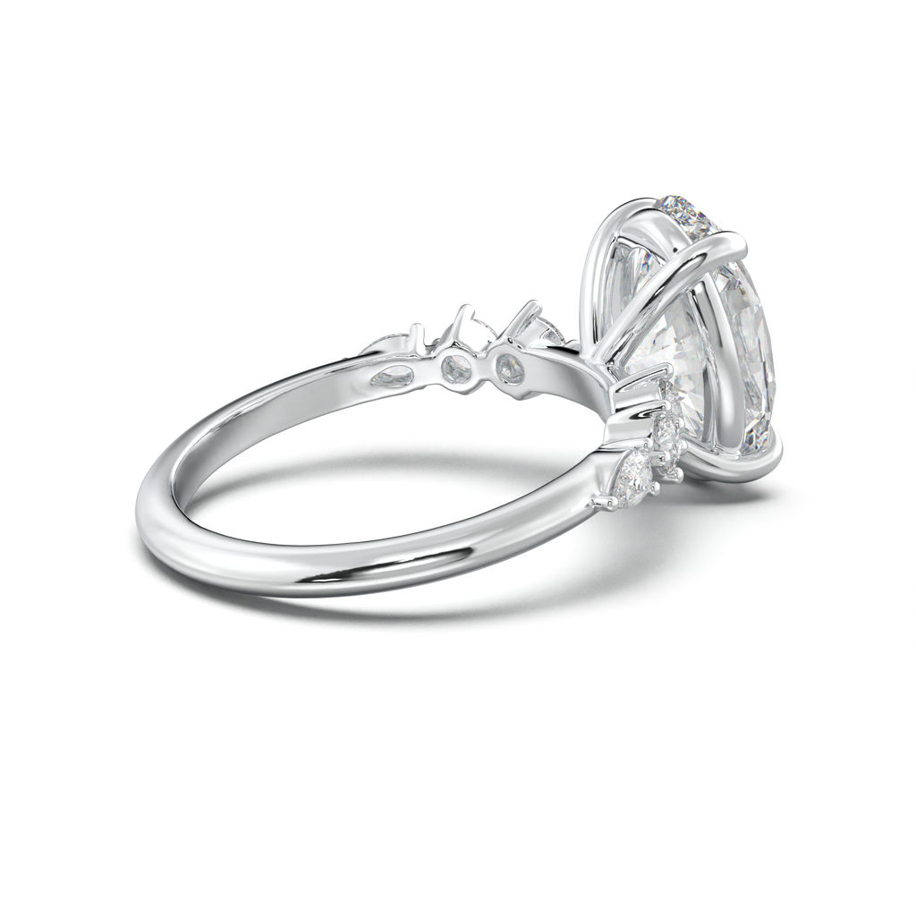 Oval Pear-Accent Engagement Ring
