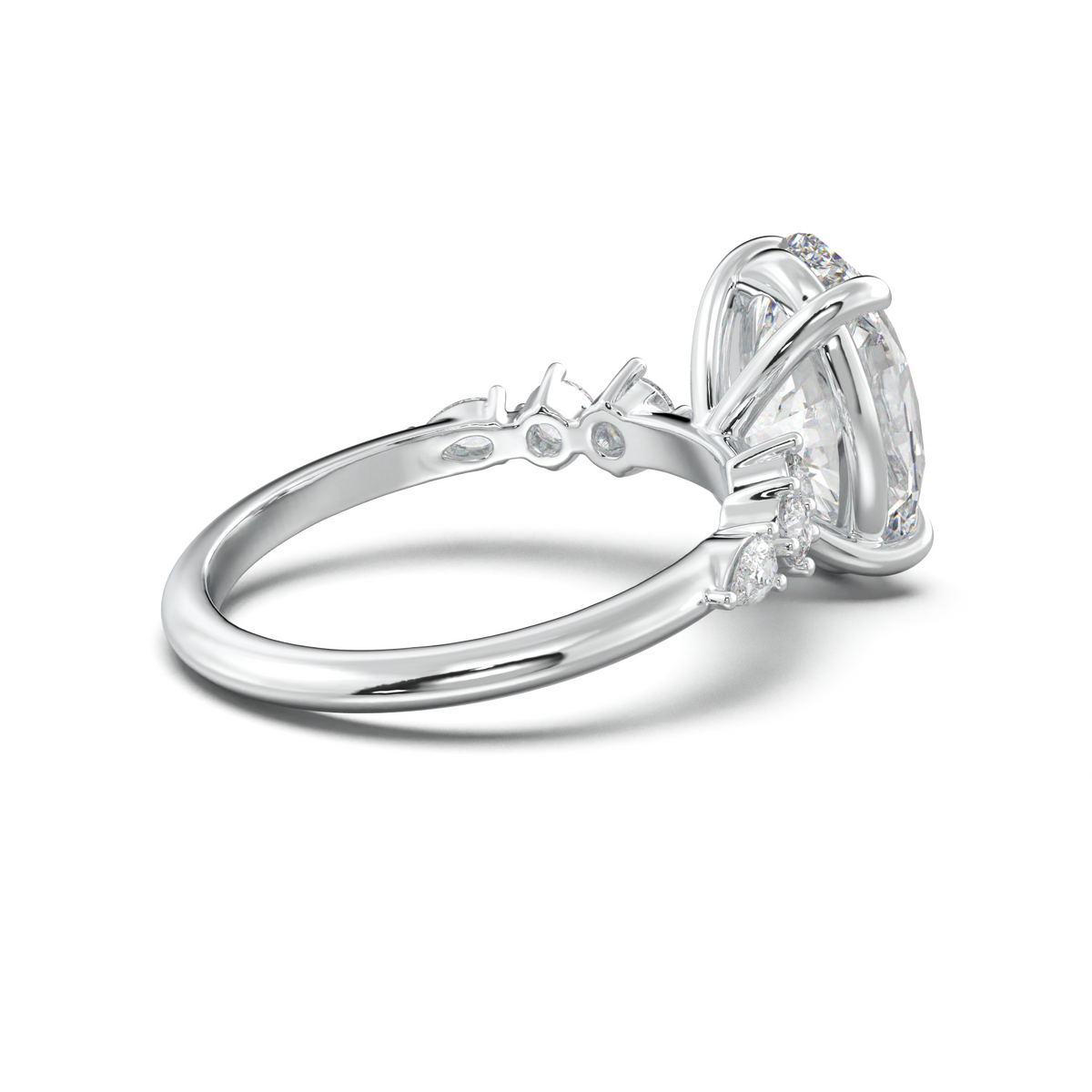Oval Pear-Accent Engagement Ring
