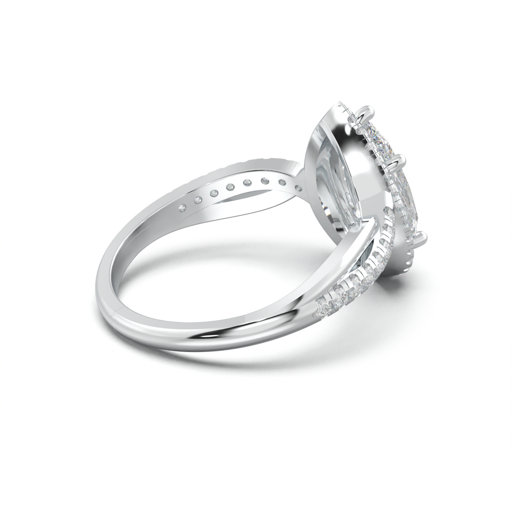 Pear Halo Twisted Pavé Engagement Ring