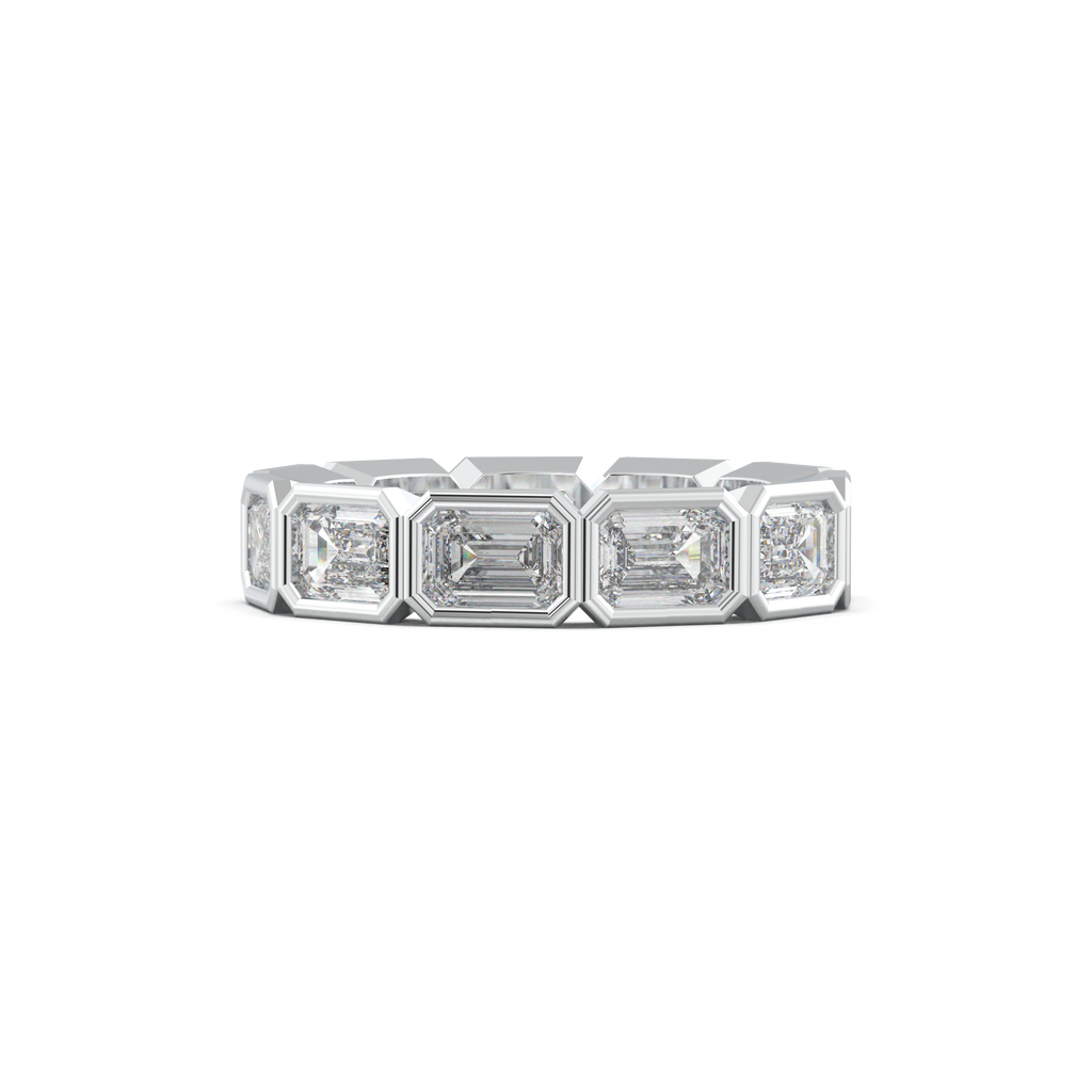 Emerald-Cut Bezel-Style Eternity Wedding Band