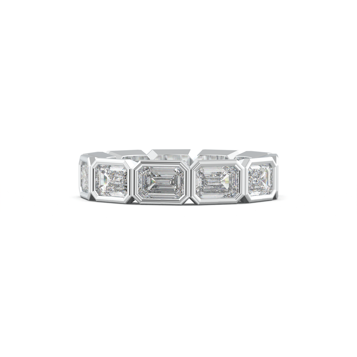Emerald-Cut Bezel-Style Eternity Wedding Band