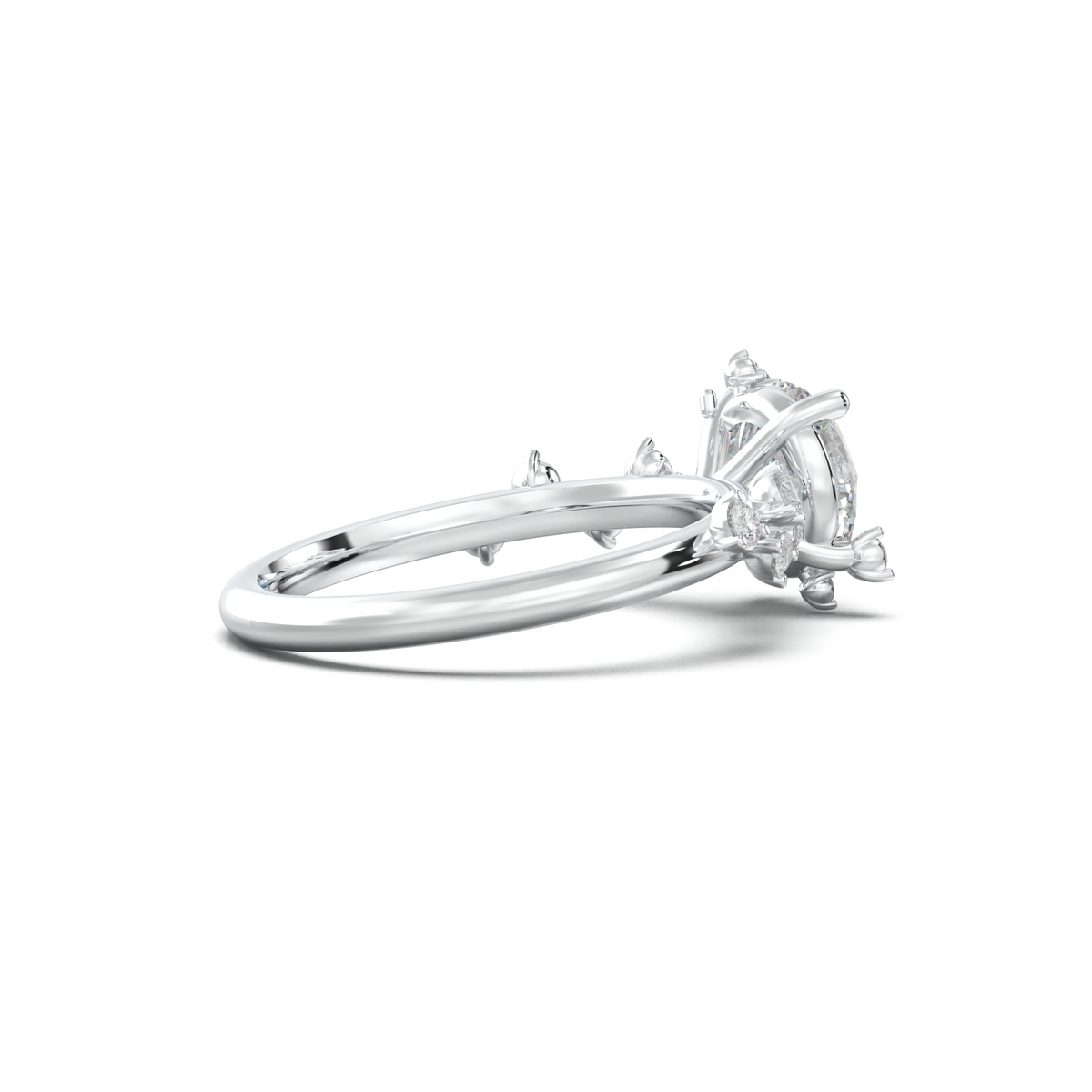 Round Botanical Accent Engagement Ring