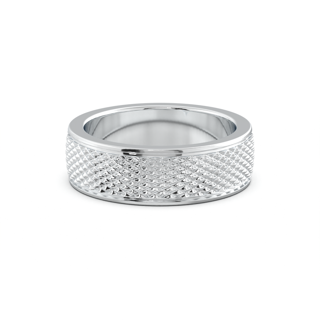 Diamond-Cut Textured Men's Wedding Band